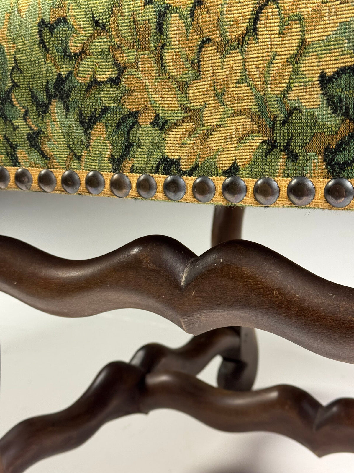 Set of Six Os de Mouton Dining Chairs, Aubusson Style Fabric, photo 19