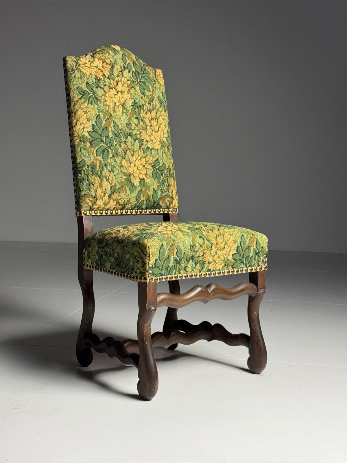 Set of Six Os de Mouton Dining Chairs, Aubusson Style Fabric, photo 16