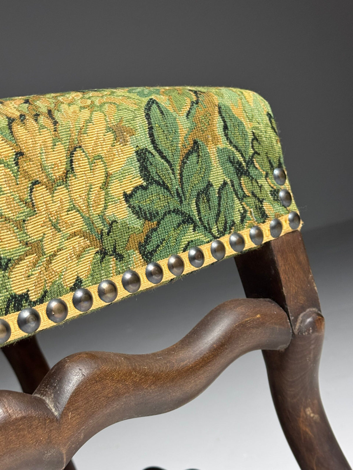Set of Six Os de Mouton Dining Chairs, Aubusson Style Fabric, photo 15