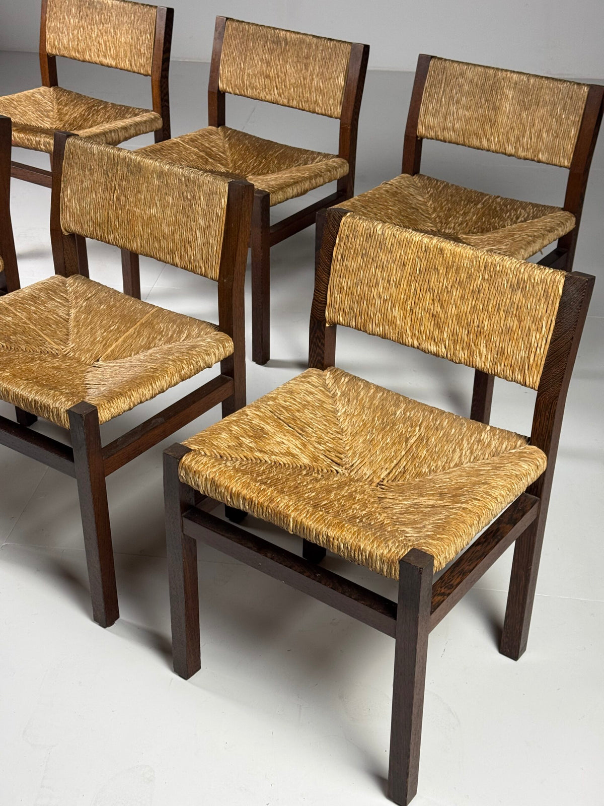 Set of Six Martin Visser Dining Chairs with Rush Seats, 1970s, photo 11