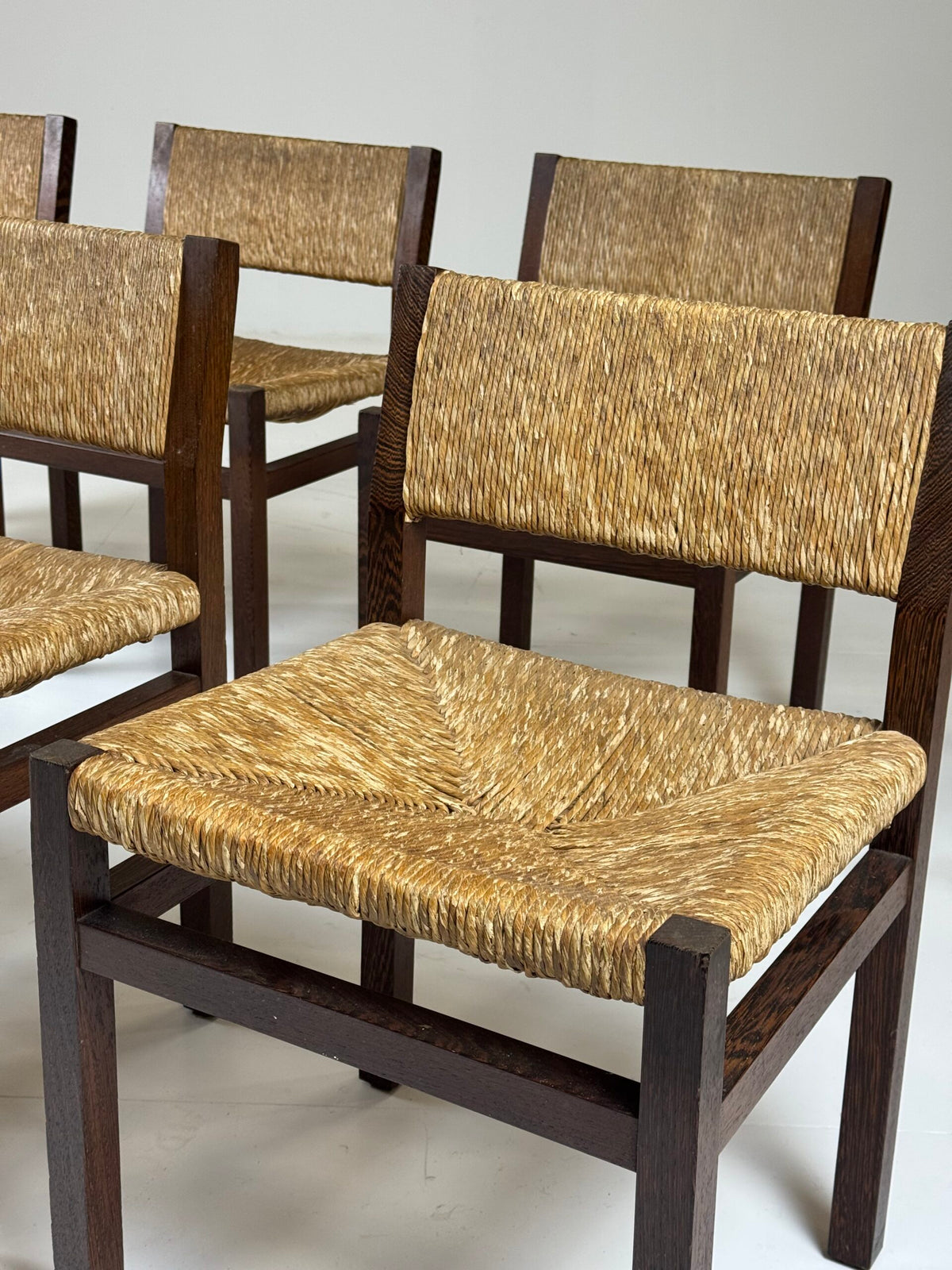Set of Six Martin Visser Dining Chairs with Rush Seats, 1970s, photo 20