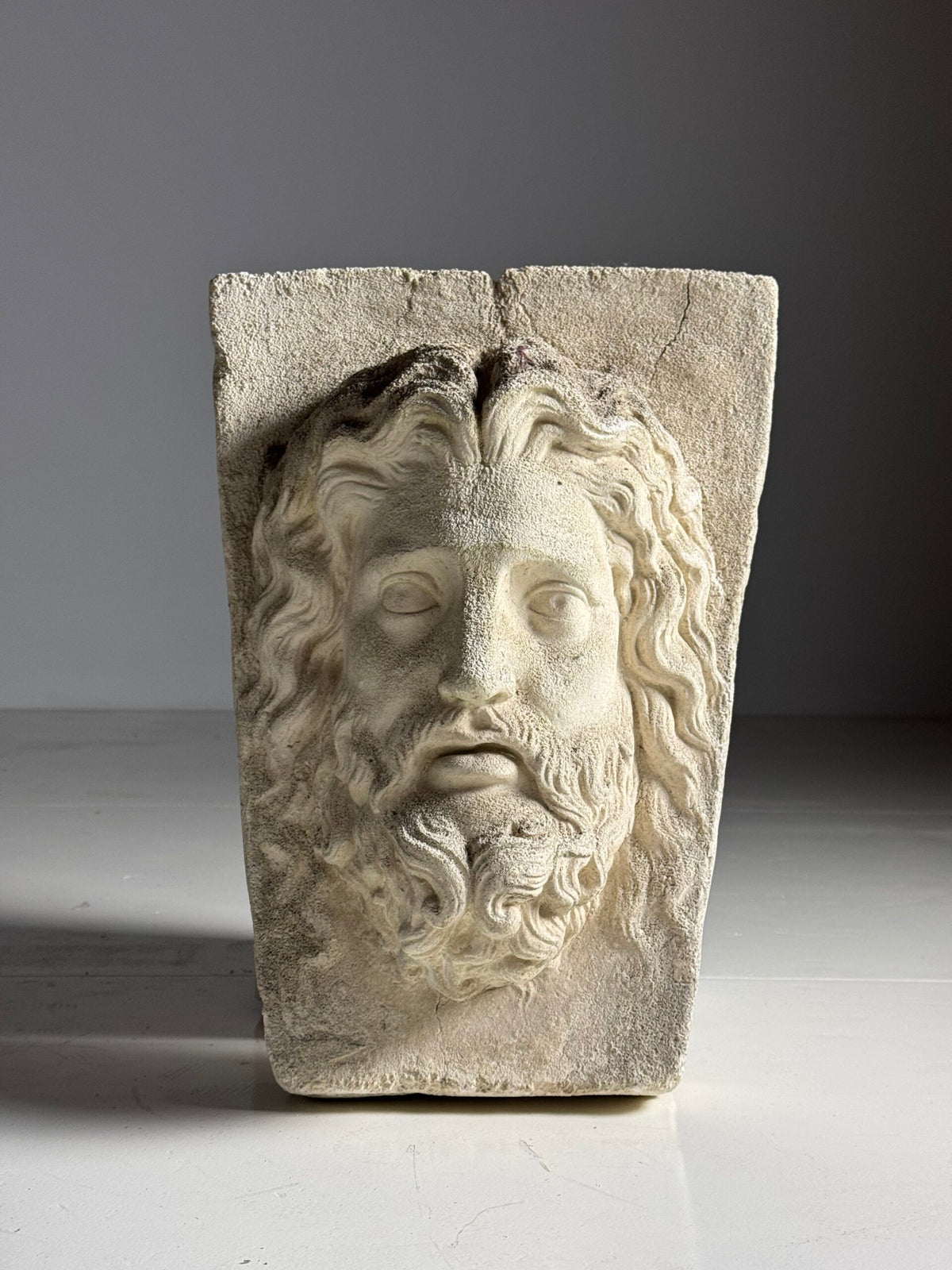 Weathered Composite Stone Head of Asclepius, Signed Peter Hone, photo 20