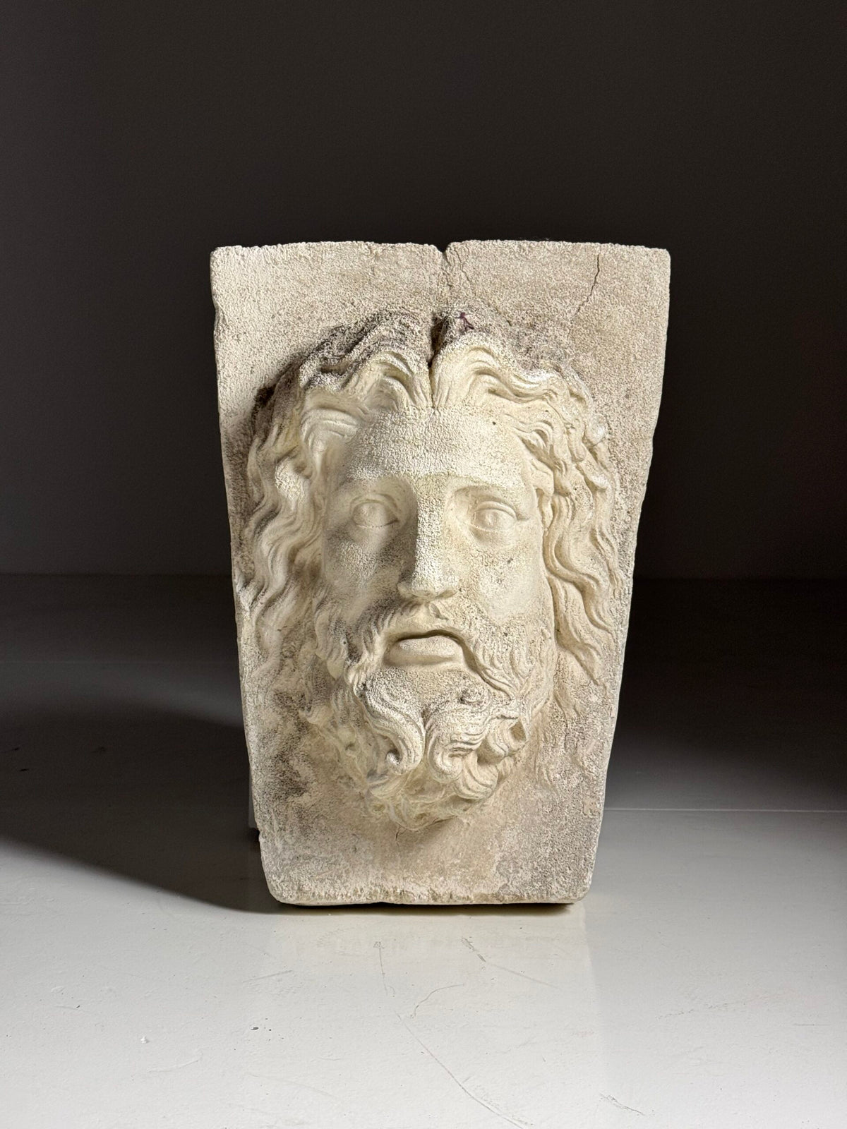Weathered Composite Stone Head of Asclepius, Signed Peter Hone, photo 19