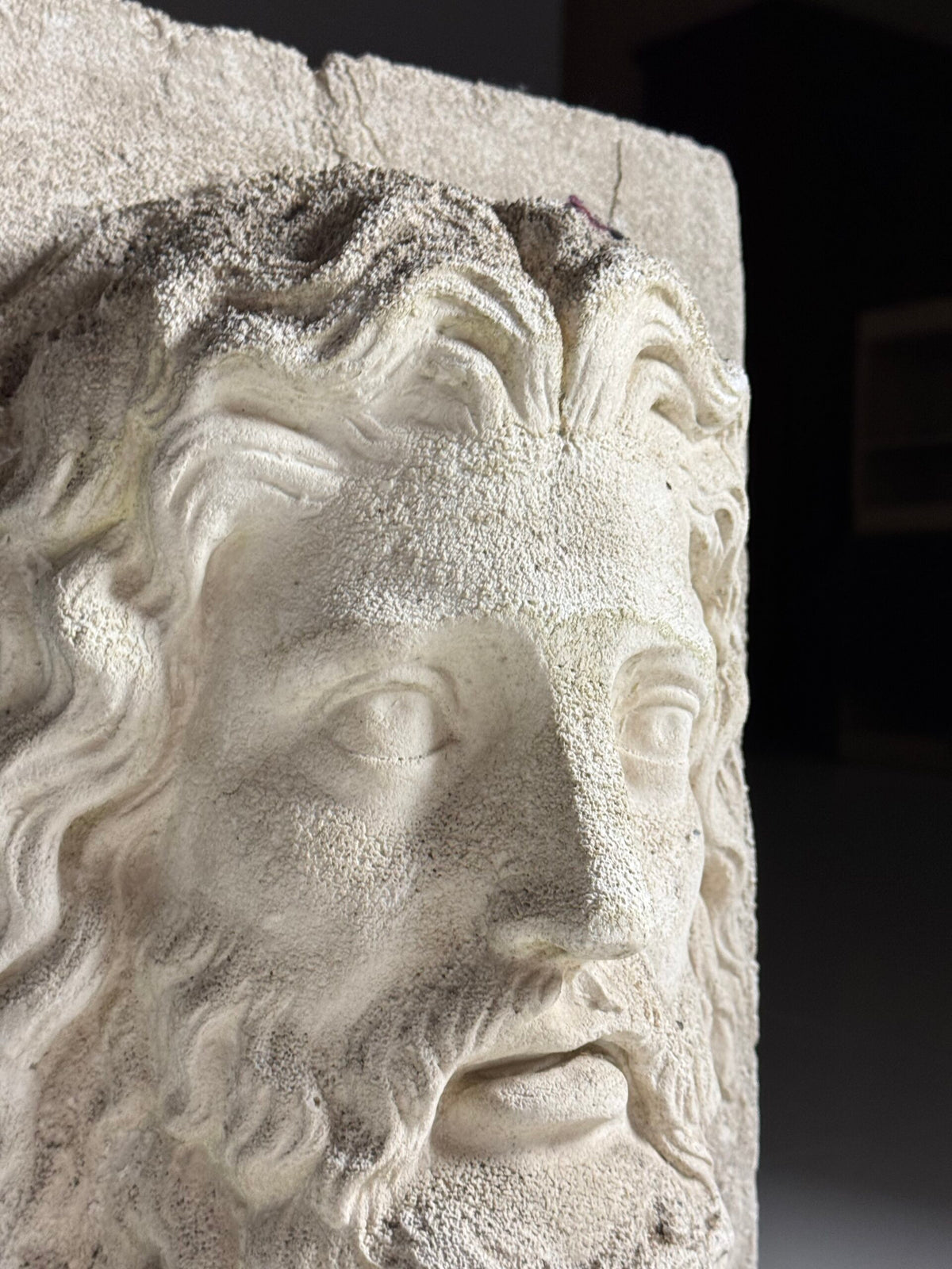 Weathered Composite Stone Head of Asclepius, Signed Peter Hone, photo 18