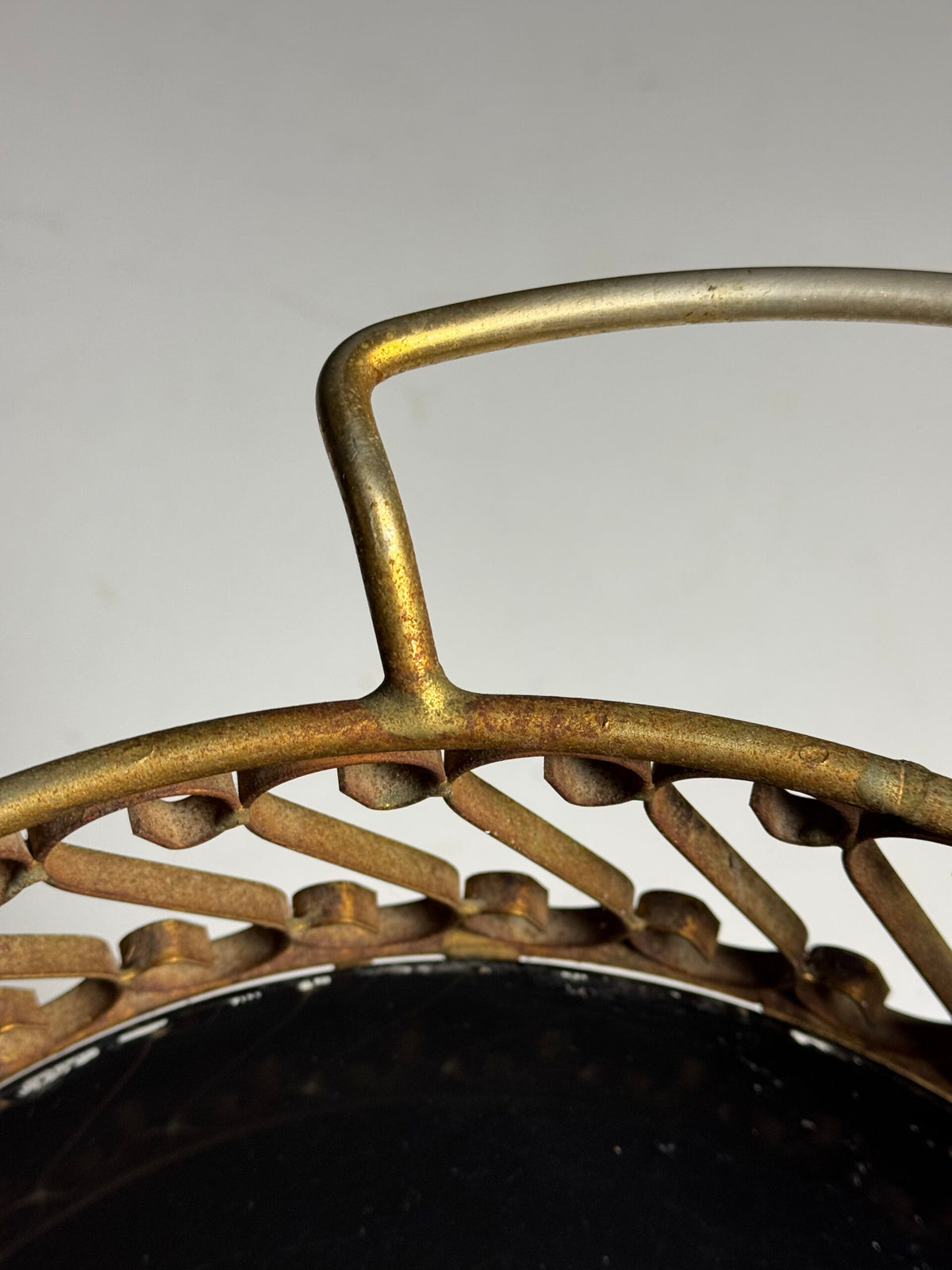 Gold Coloured Metal Trolley or Side Table with Two Glass Tops, photo 7