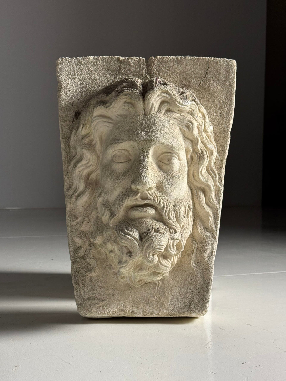 Weathered Composite Stone Head of Asclepius, Signed Peter Hone, photo 12