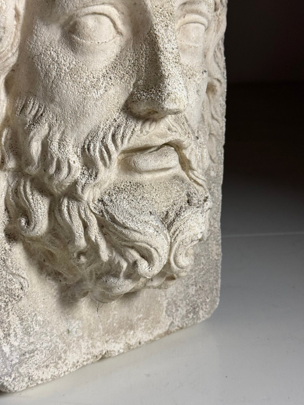 Weathered Composite Stone Head of Asclepius, Signed Peter Hone, photo 4