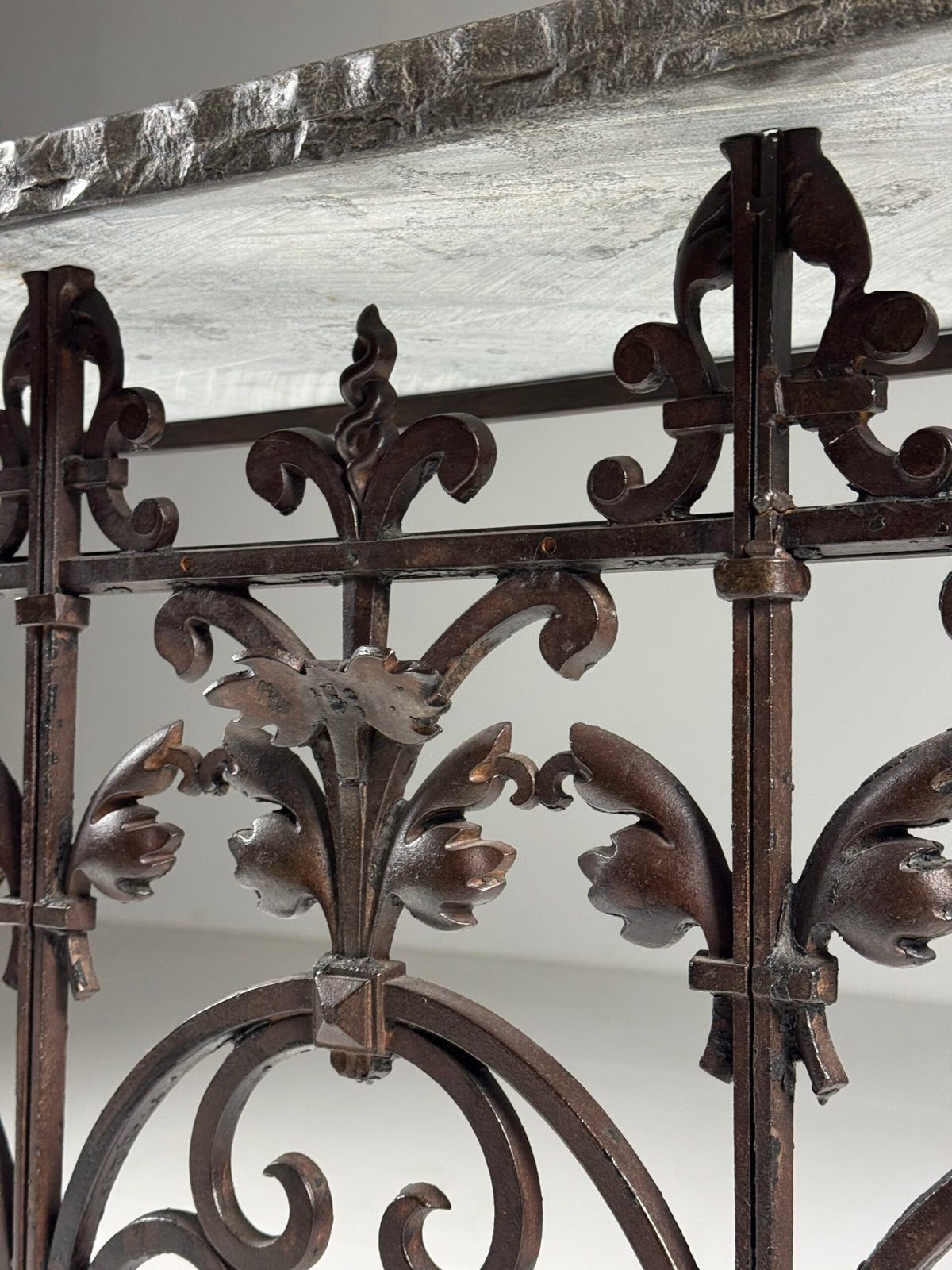 Belgian Cast Iron Console Table with Bluestone Top, photo 16
