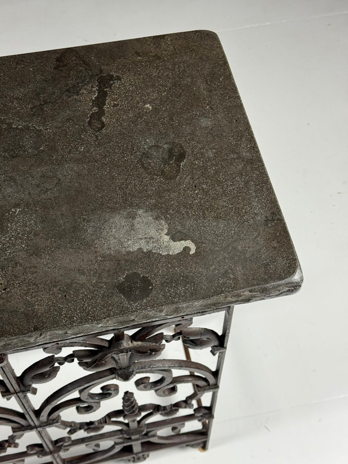 Belgian Cast Iron Console Table with Bluestone Top, photo 11
