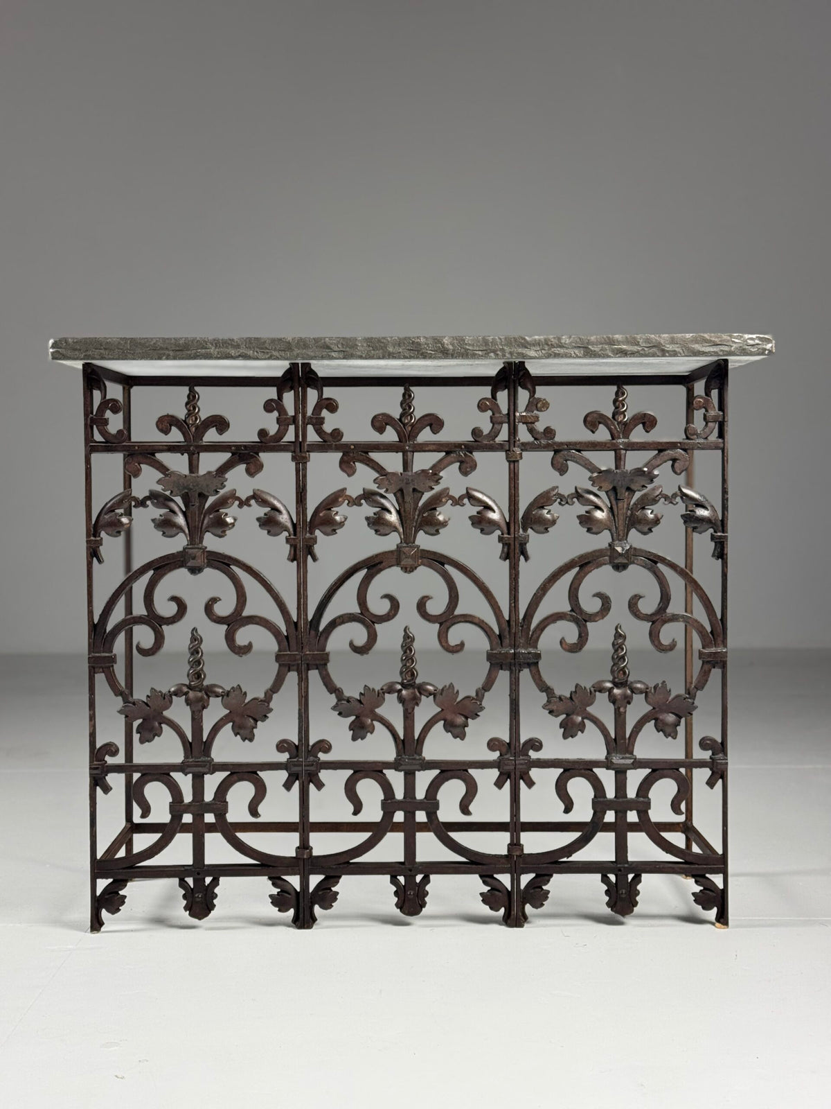 Belgian Cast Iron Console Table with Bluestone Top, photo 10