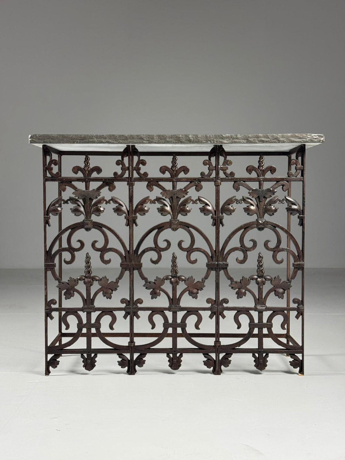 Belgian Cast Iron Console Table with Bluestone Top, photo 9