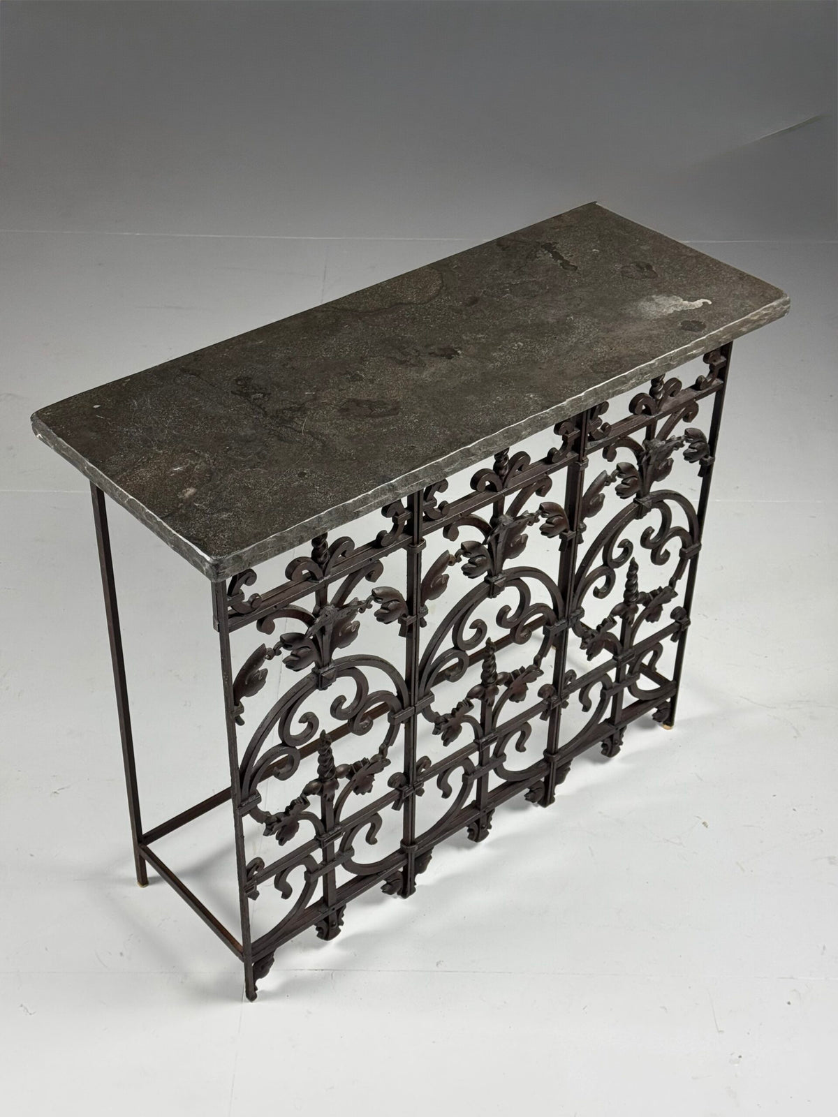 Belgian Cast Iron Console Table with Bluestone Top, photo 4