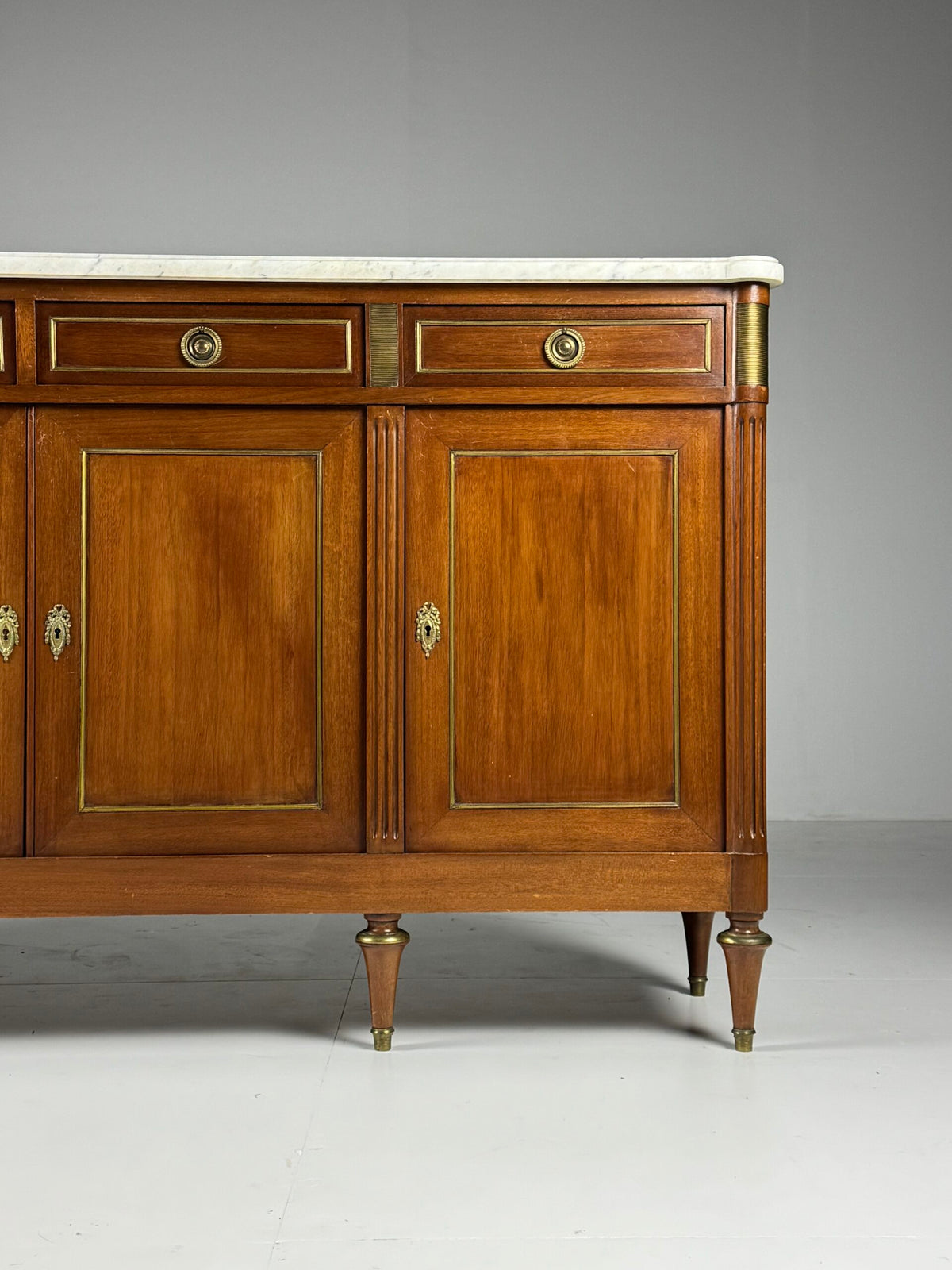 French Louis XVI Style Mahogany Sideboard with Marble Top, photo 26