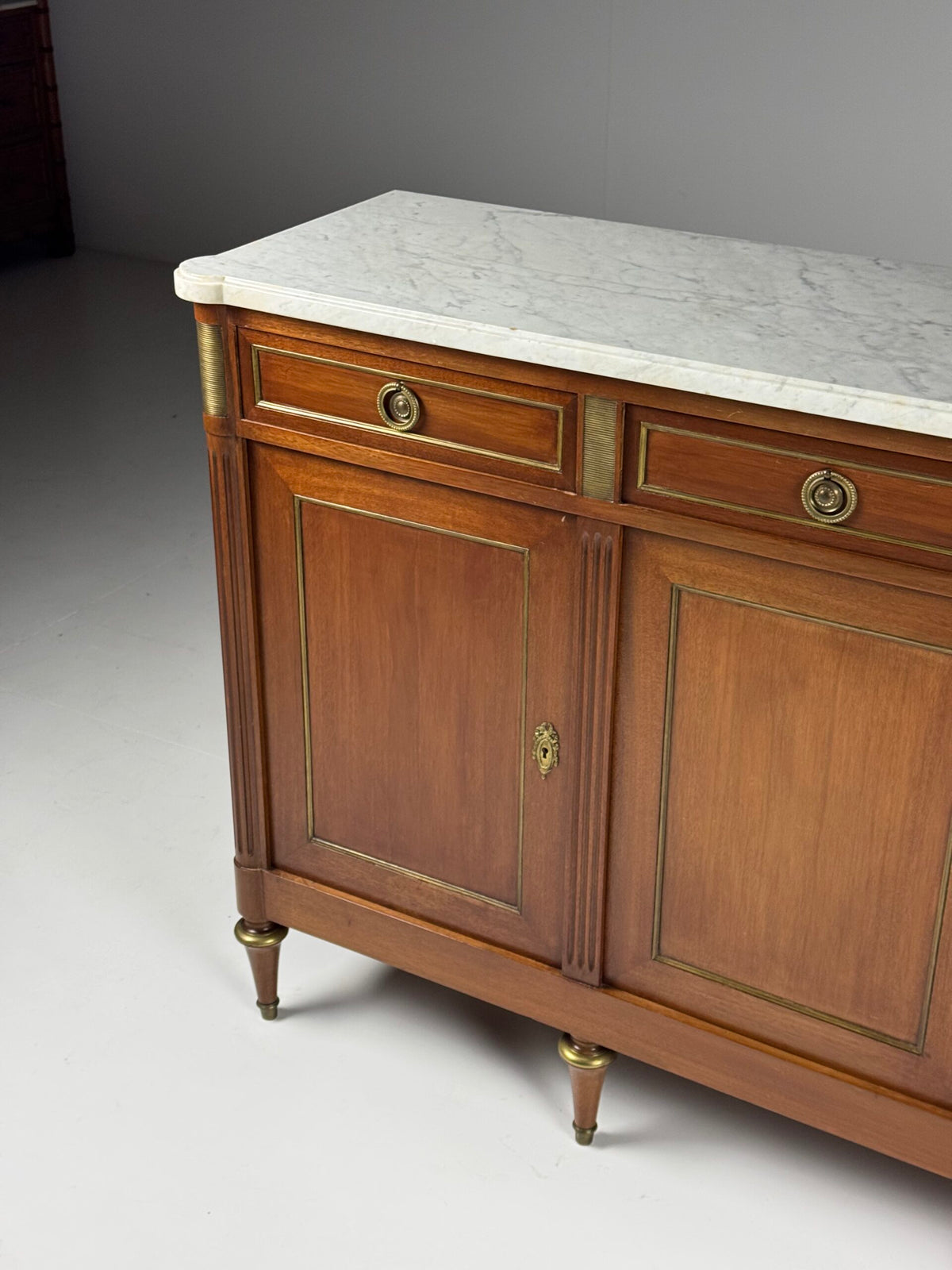 French Louis XVI Style Mahogany Sideboard with Marble Top, photo 24