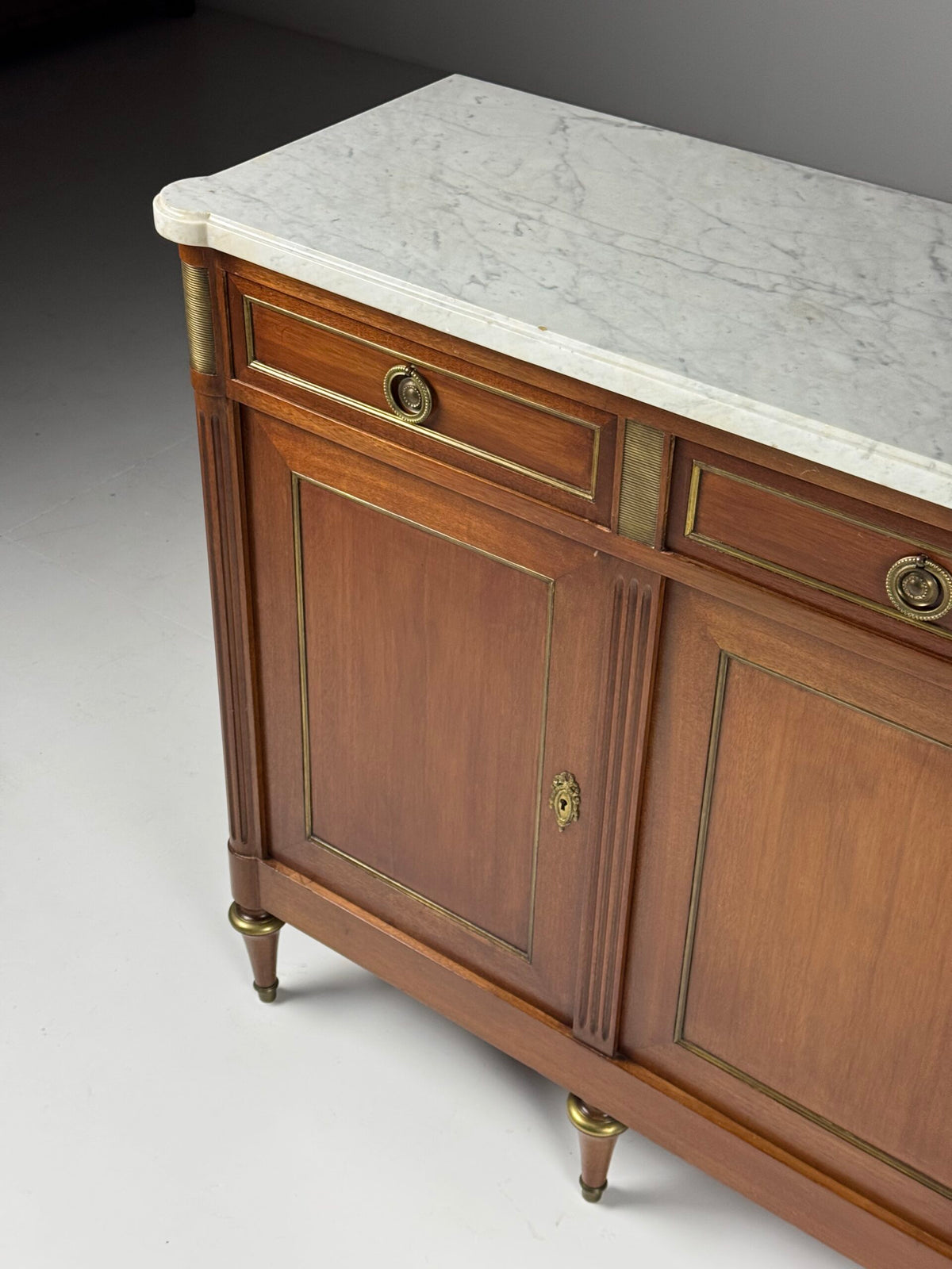 French Louis XVI Style Mahogany Sideboard with Marble Top, photo 23