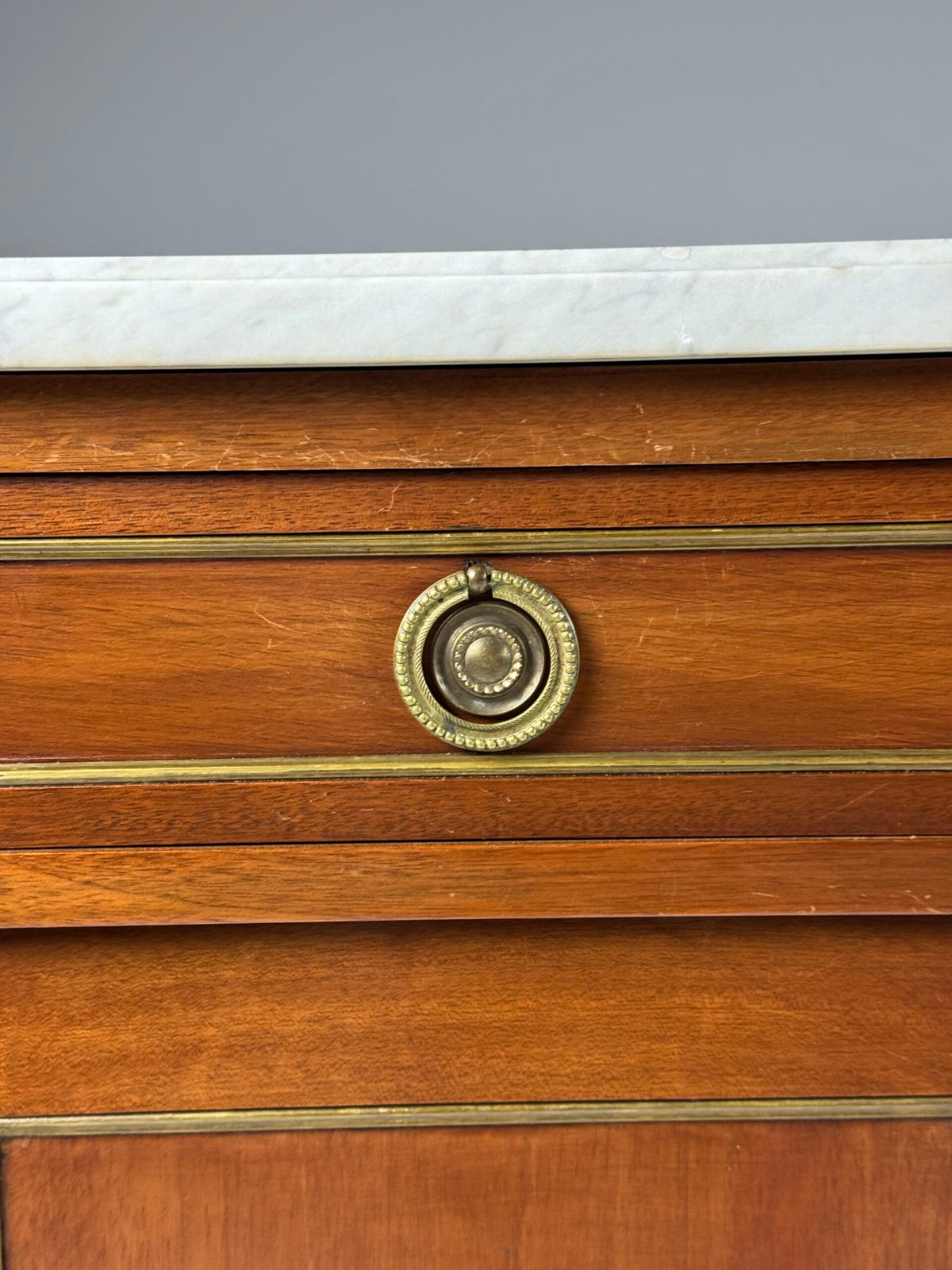 French Louis XVI Style Mahogany Sideboard with Marble Top, photo 22