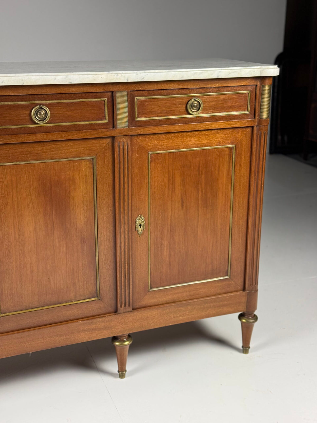 French Louis XVI Style Mahogany Sideboard with Marble Top, photo 10