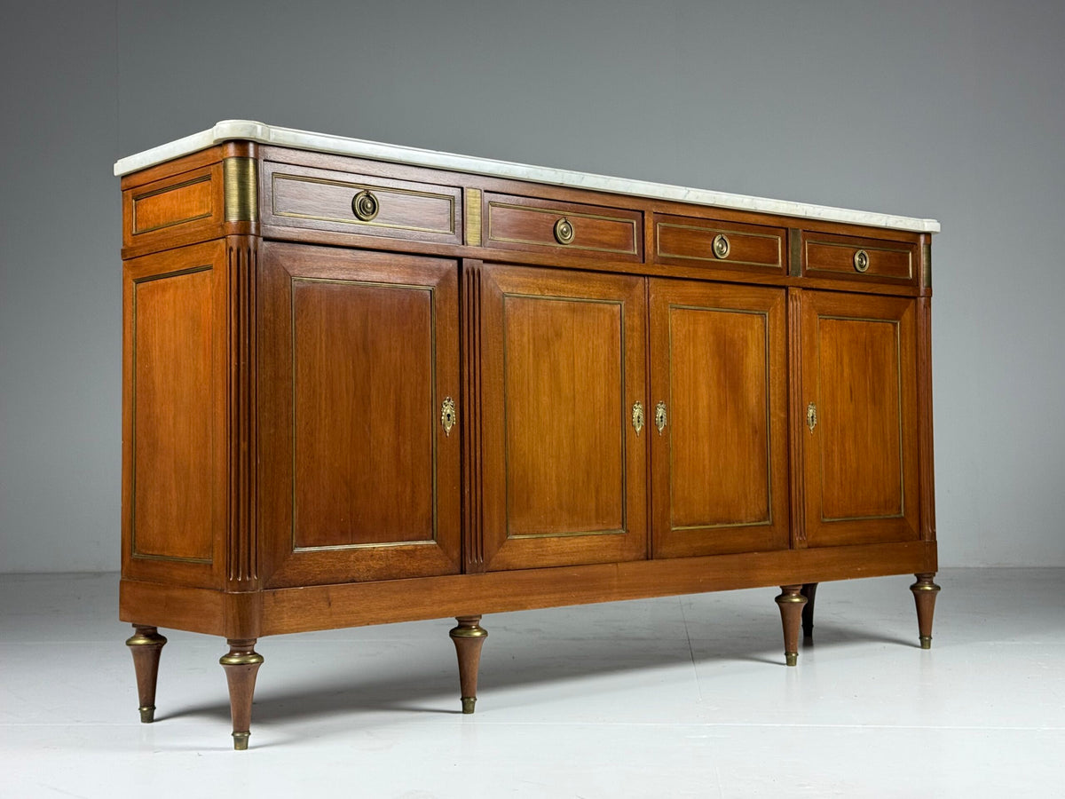 French Louis XVI Style Mahogany Sideboard with Marble Top, photo 5