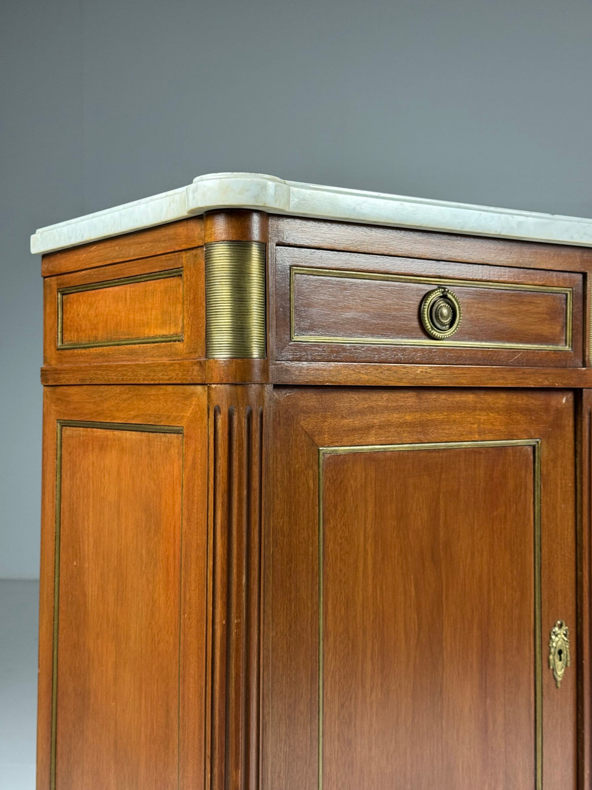 French Louis XVI Style Mahogany Sideboard with Marble Top, photo 4