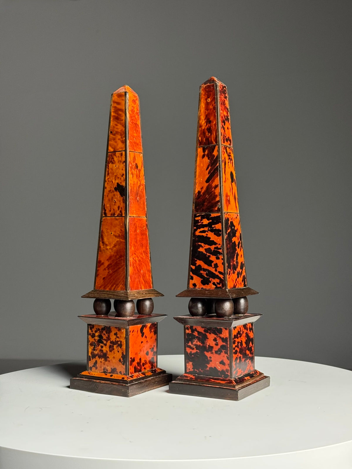 Pair of French Tortoiseshell and Ebony Obelisks, 1920 to 1940, photo 3
