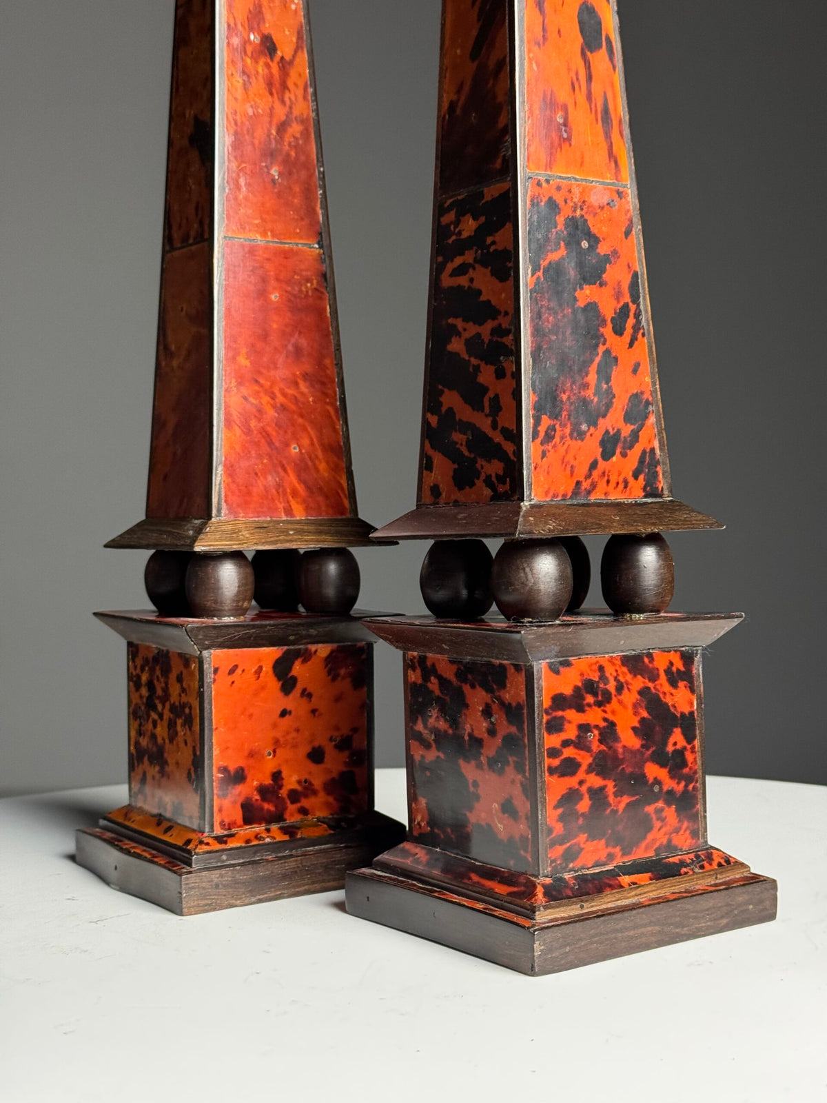 Pair of French Tortoiseshell and Ebony Obelisks, 1920 to 1940, photo 9