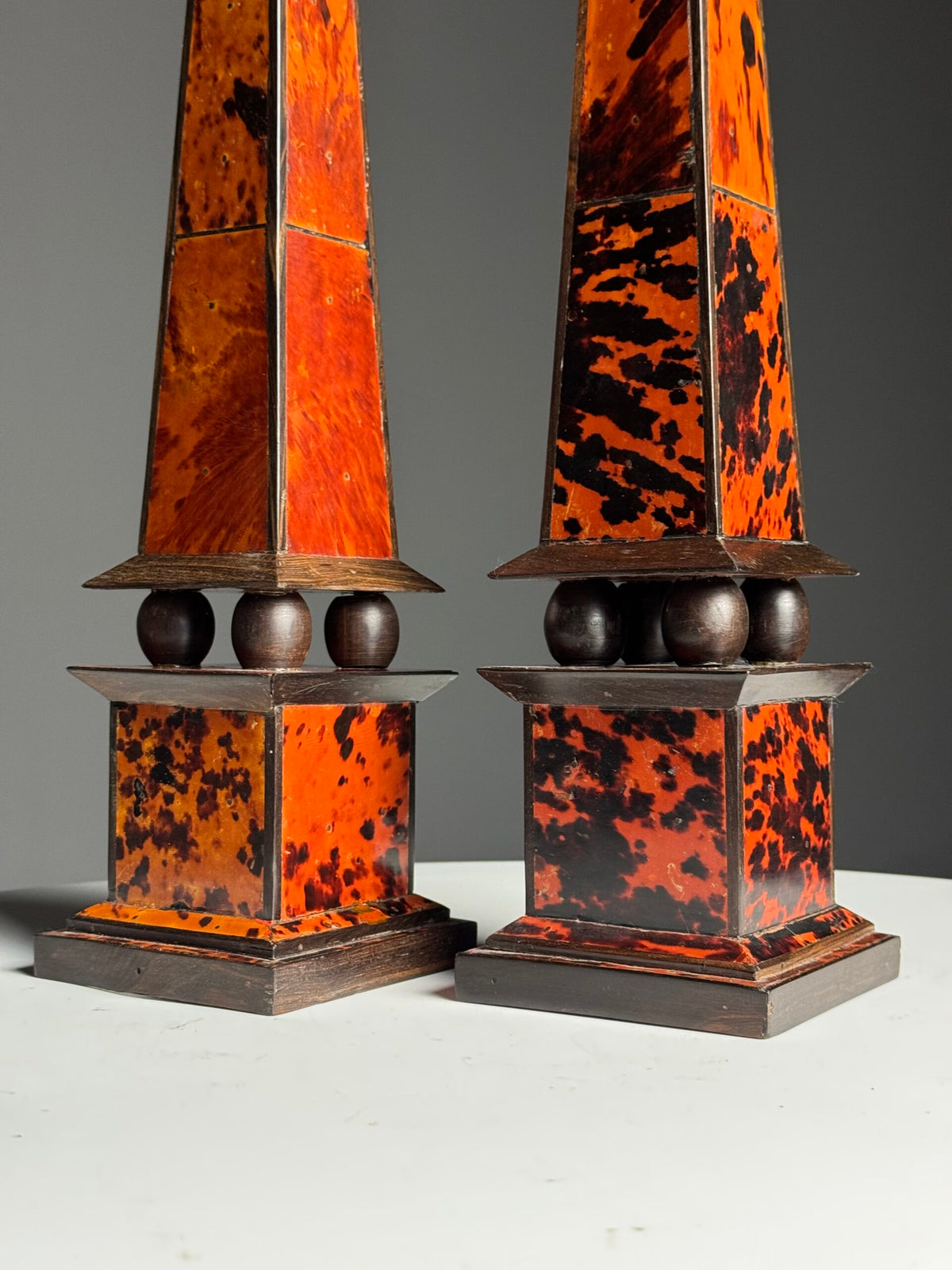 Pair of French Tortoiseshell and Ebony Obelisks, 1920 to 1940, photo 2