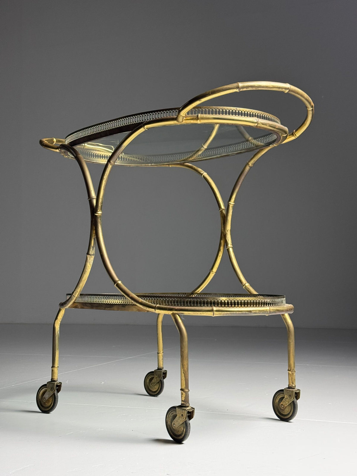 French Faux Bamboo Bar Cart, Mid 20th Century, photo 3