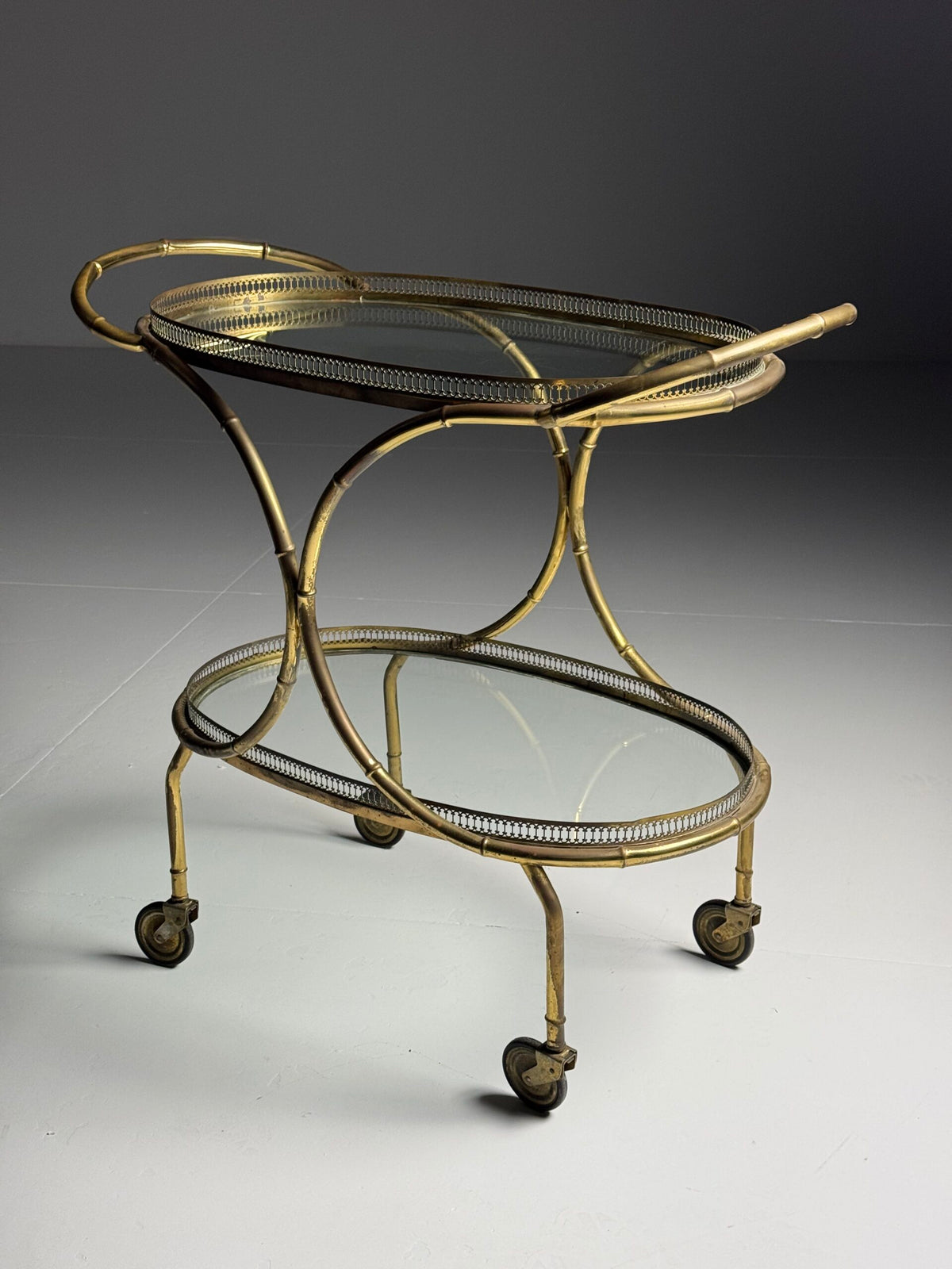French Faux Bamboo Bar Cart, Mid 20th Century, photo 11