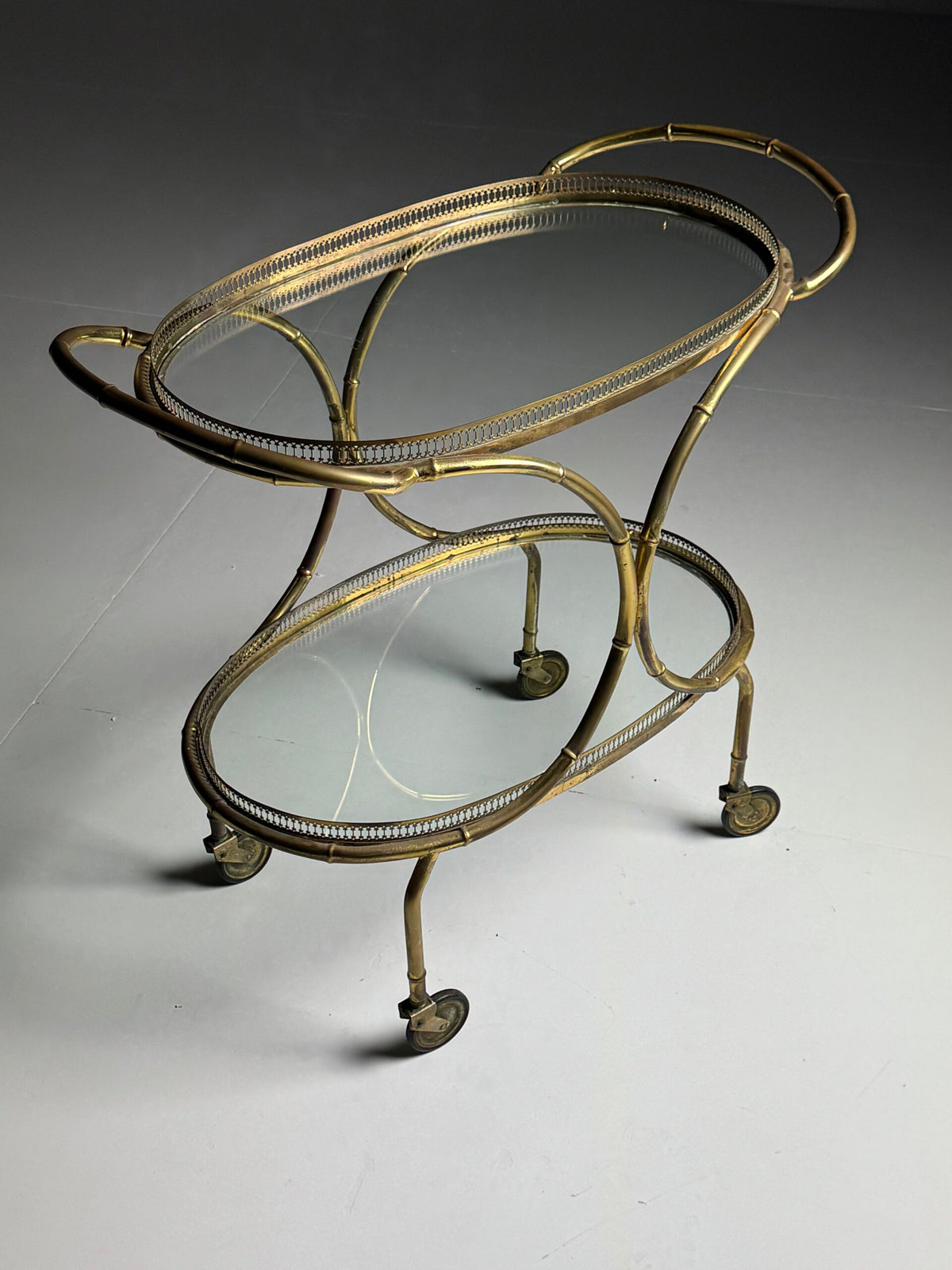 French Faux Bamboo Bar Cart, Mid 20th Century, photo 12