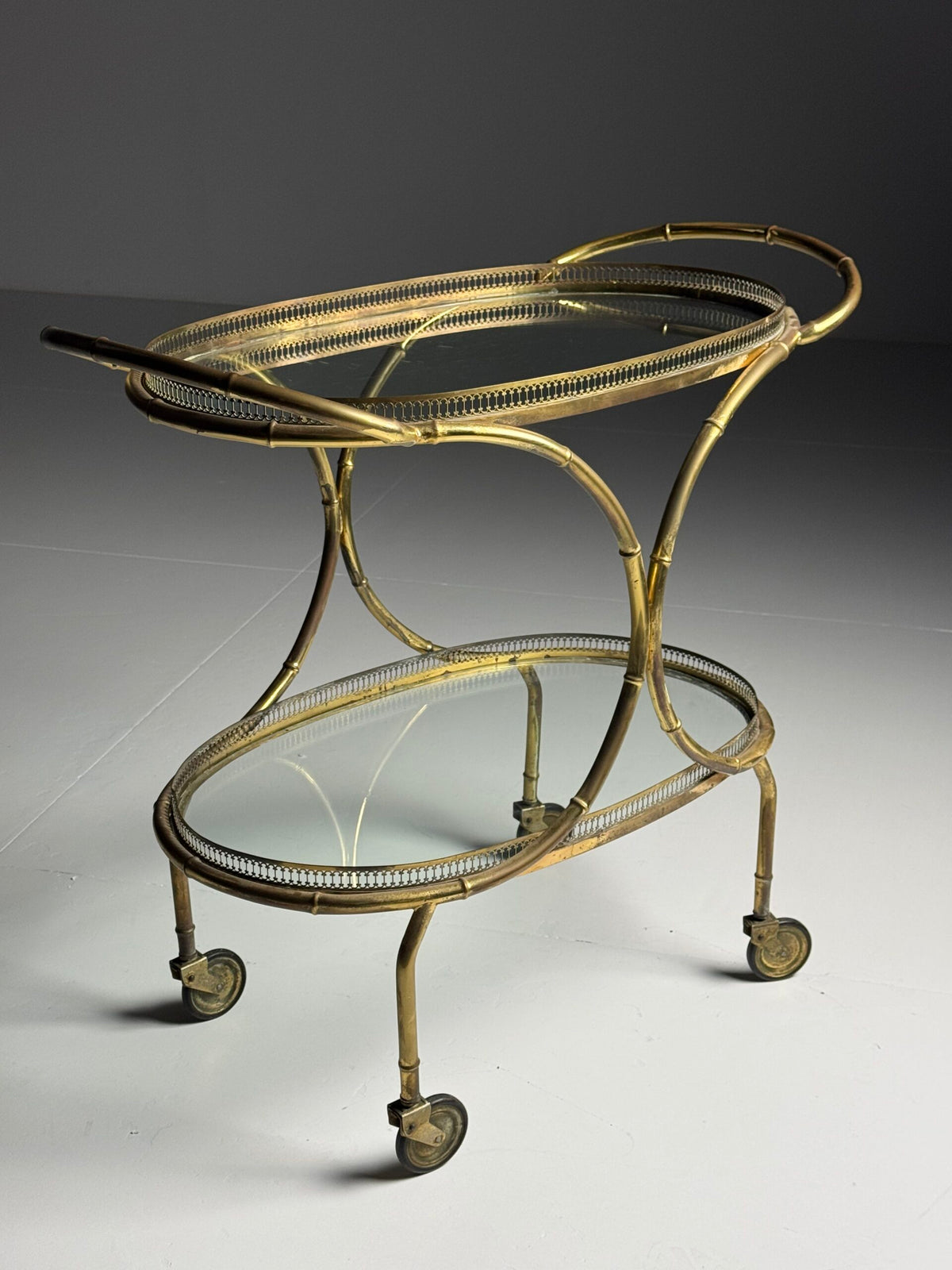 French Faux Bamboo Bar Cart, Mid 20th Century, photo 14