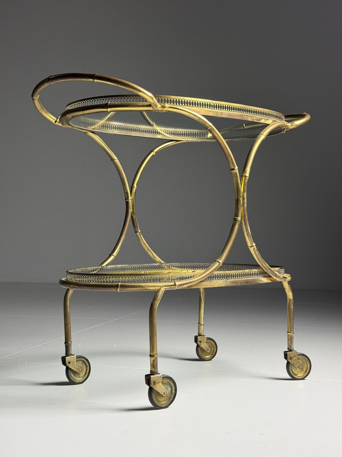 French Faux Bamboo Bar Cart, Mid 20th Century, photo 15