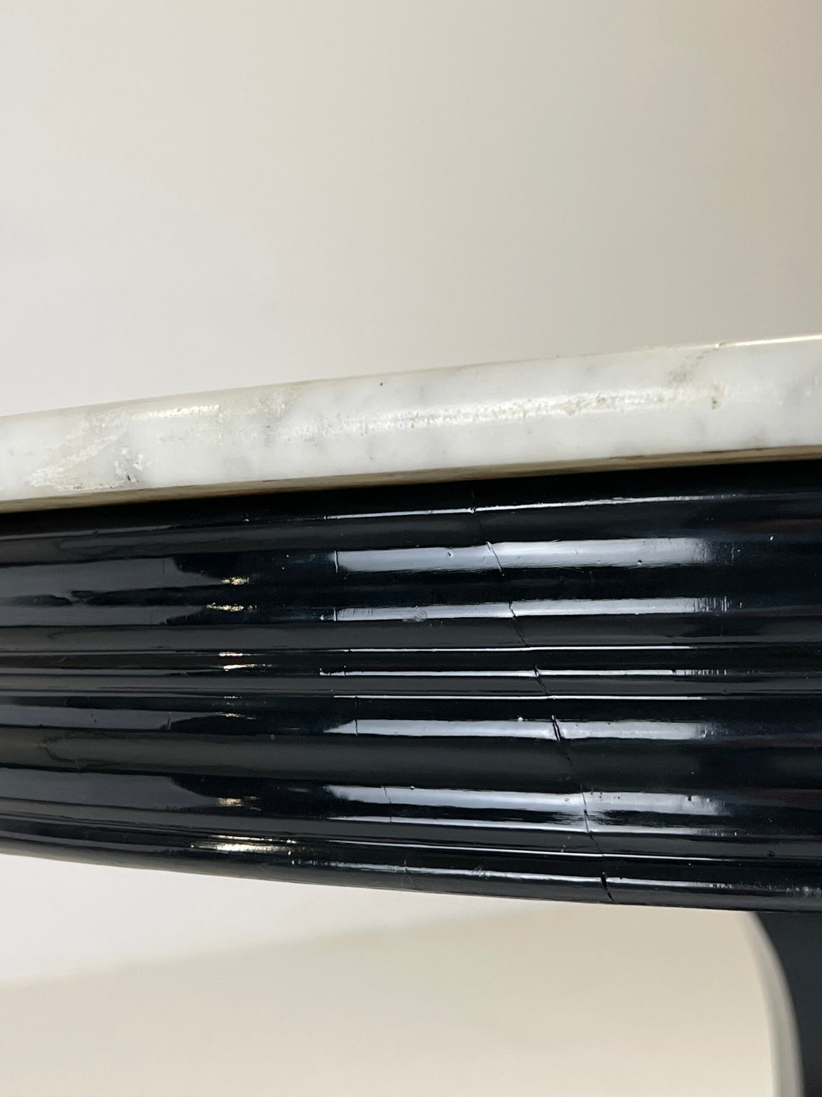 Black Lacquered Center Table with White Marble Top, Belgium c. 1900, photo 14
