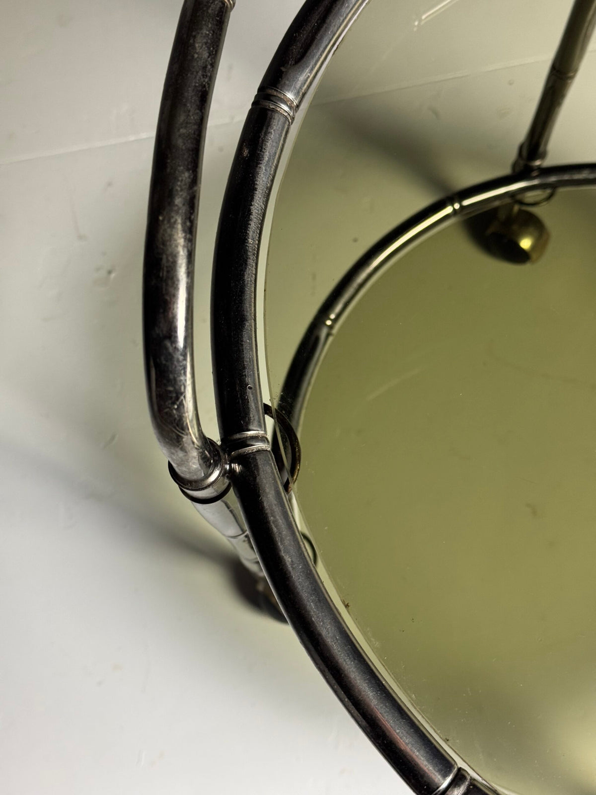 Faux Bamboo Chrome Trolley with Green Tinted Glass, 1970s to 1980s, photo 4