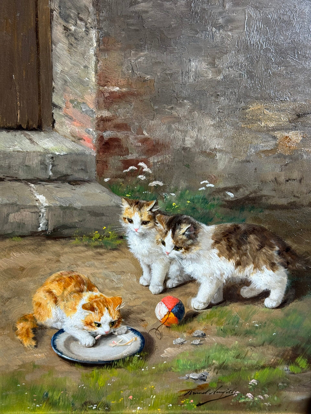 Oil Painting of Playing Kittens by Alfred Arthur Brunel de Neuville, photo 21