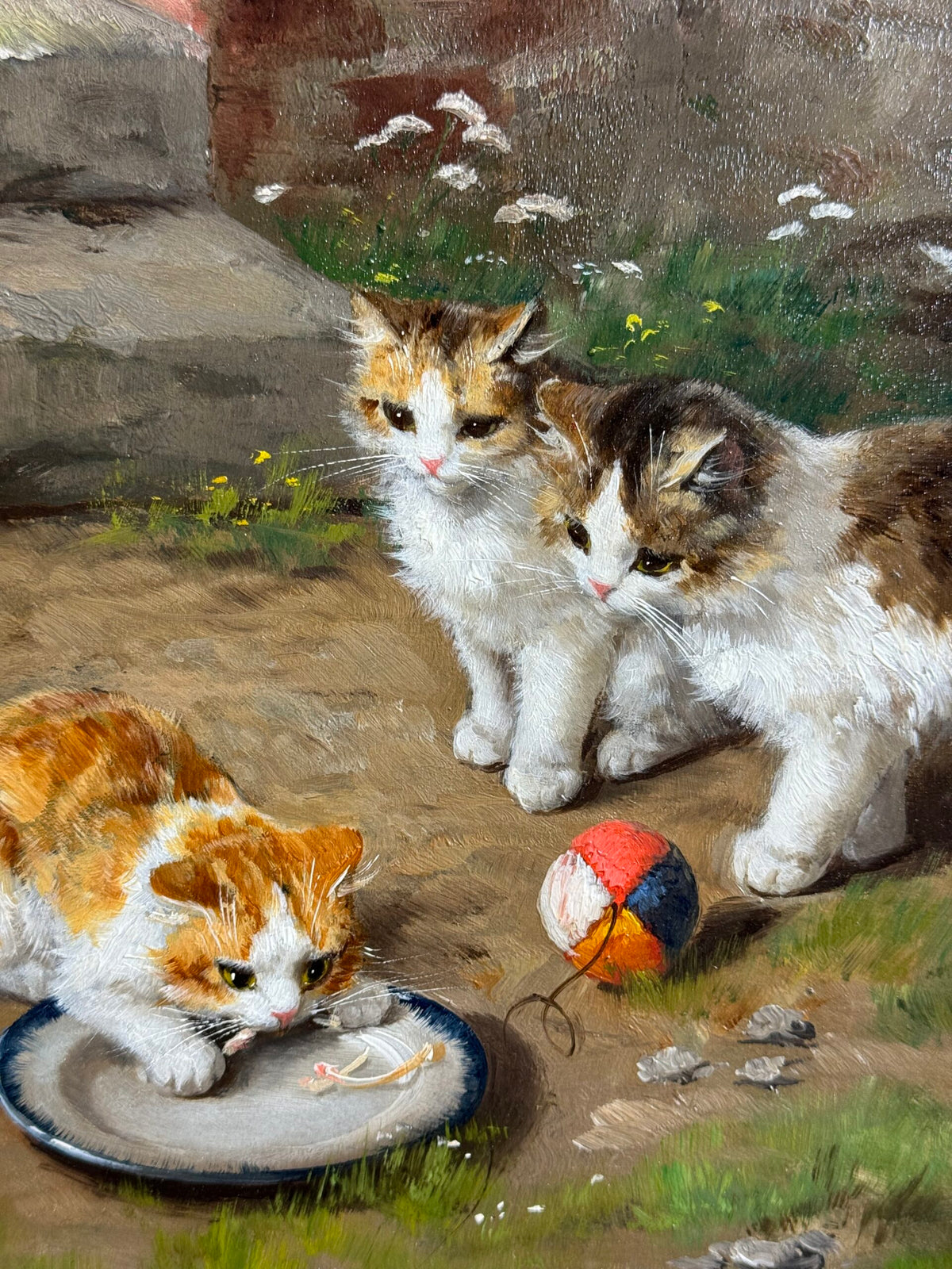Oil Painting of Playing Kittens by Alfred Arthur Brunel de Neuville, photo 3