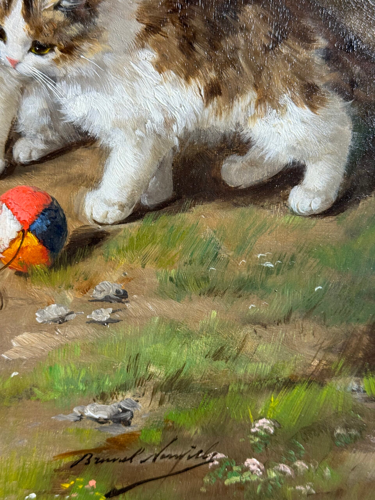 Oil Painting of Playing Kittens by Alfred Arthur Brunel de Neuville, photo 17