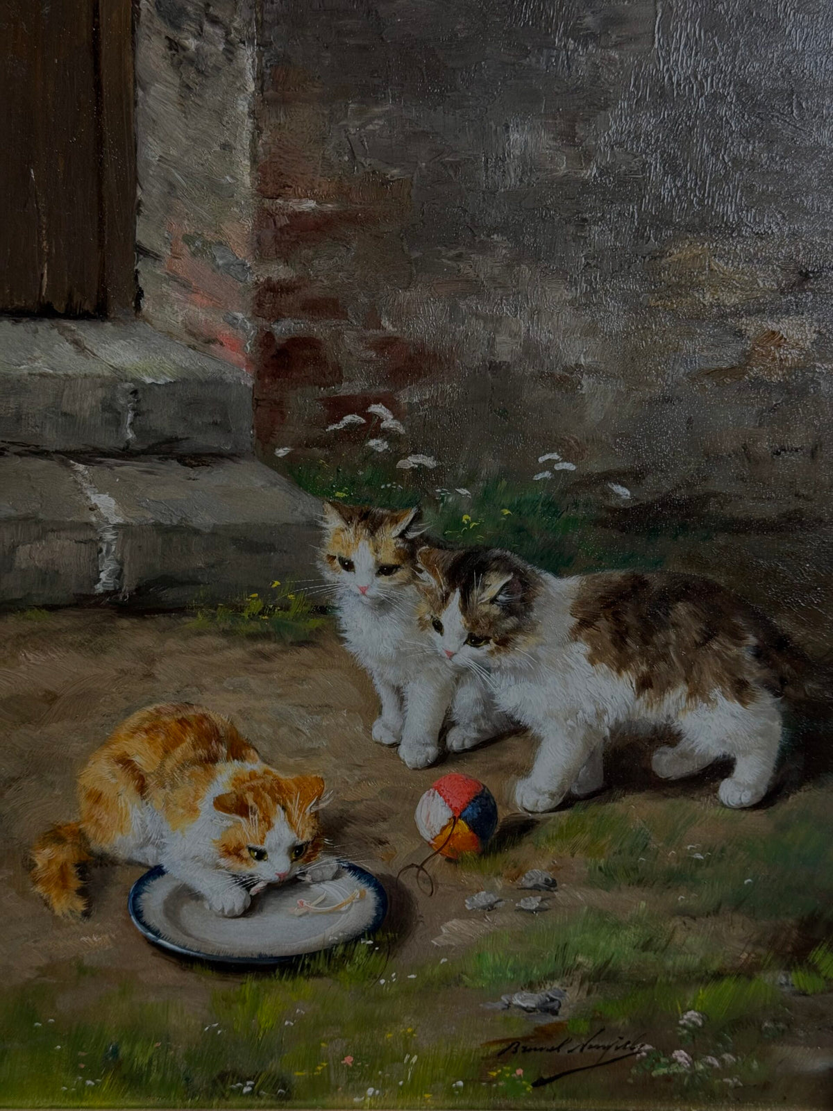 Oil Painting of Playing Kittens by Alfred Arthur Brunel de Neuville, photo 23