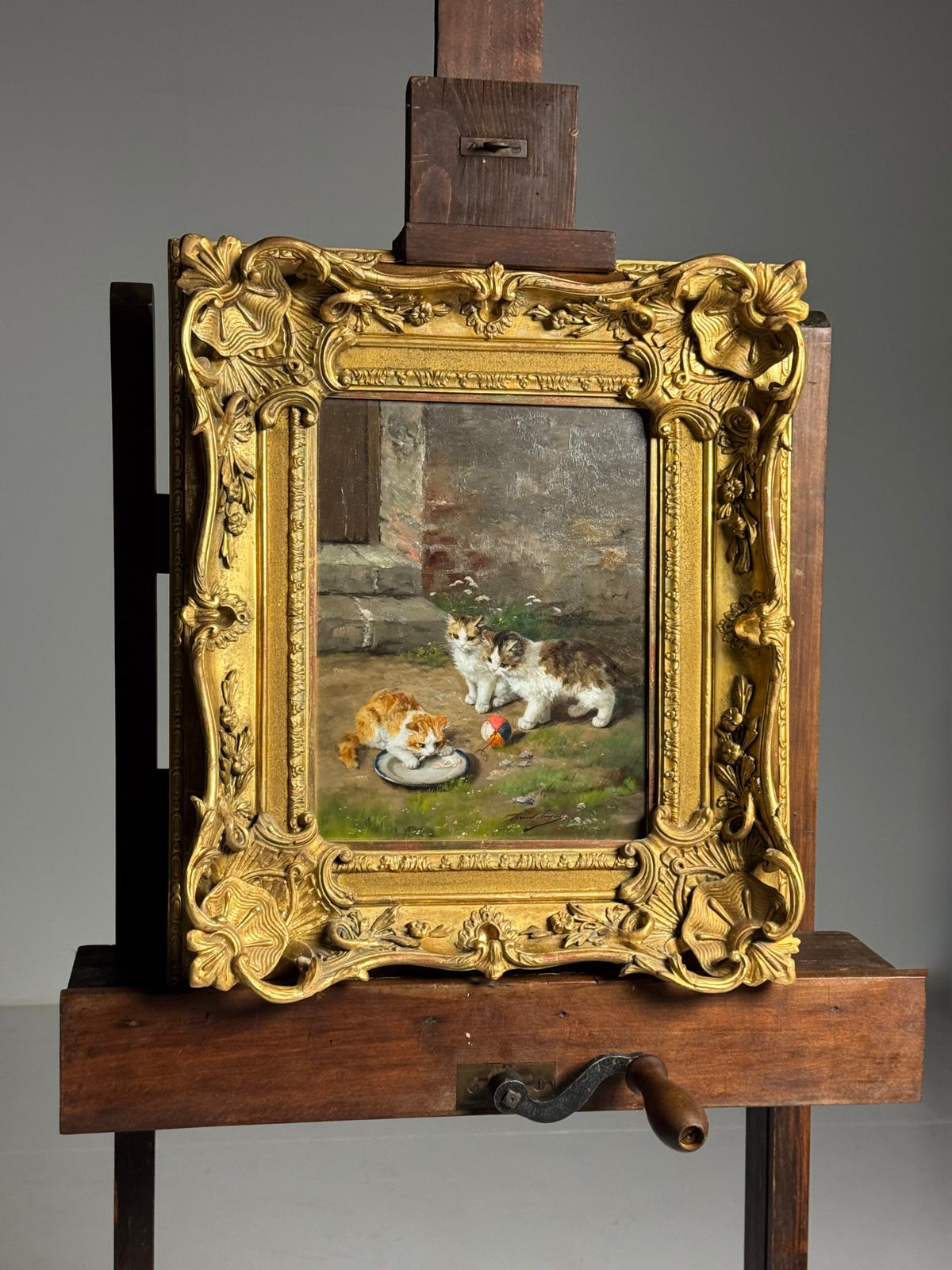 Oil Painting of Playing Kittens by Alfred Arthur Brunel de Neuville, photo 14