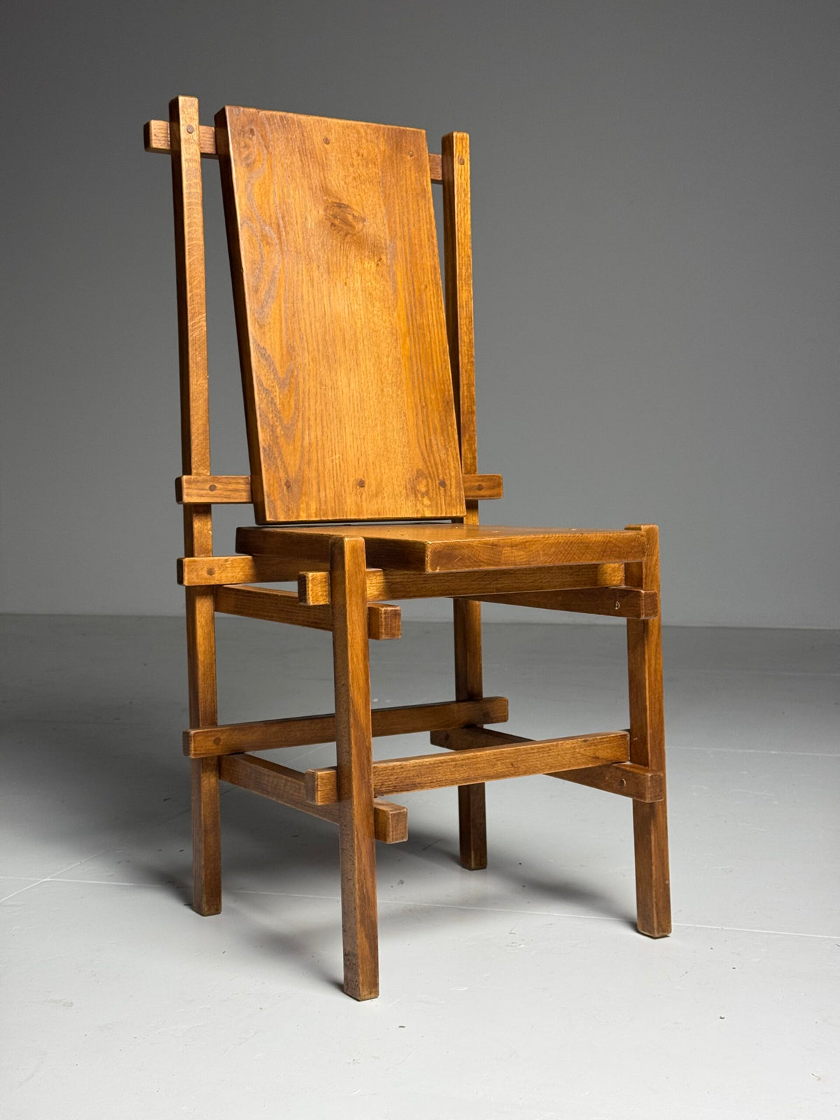 Set of Four Gerrit Rietveld Style Oak Dining Chairs, 1970s, photo 27