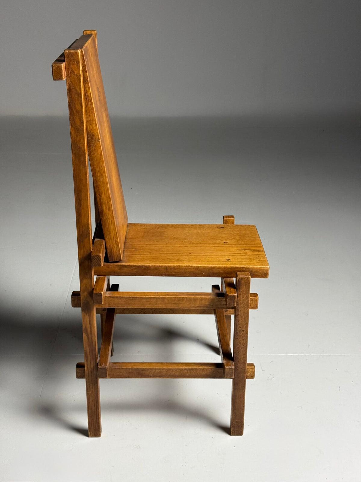 Set of Four Gerrit Rietveld Style Oak Dining Chairs, 1970s, photo 26