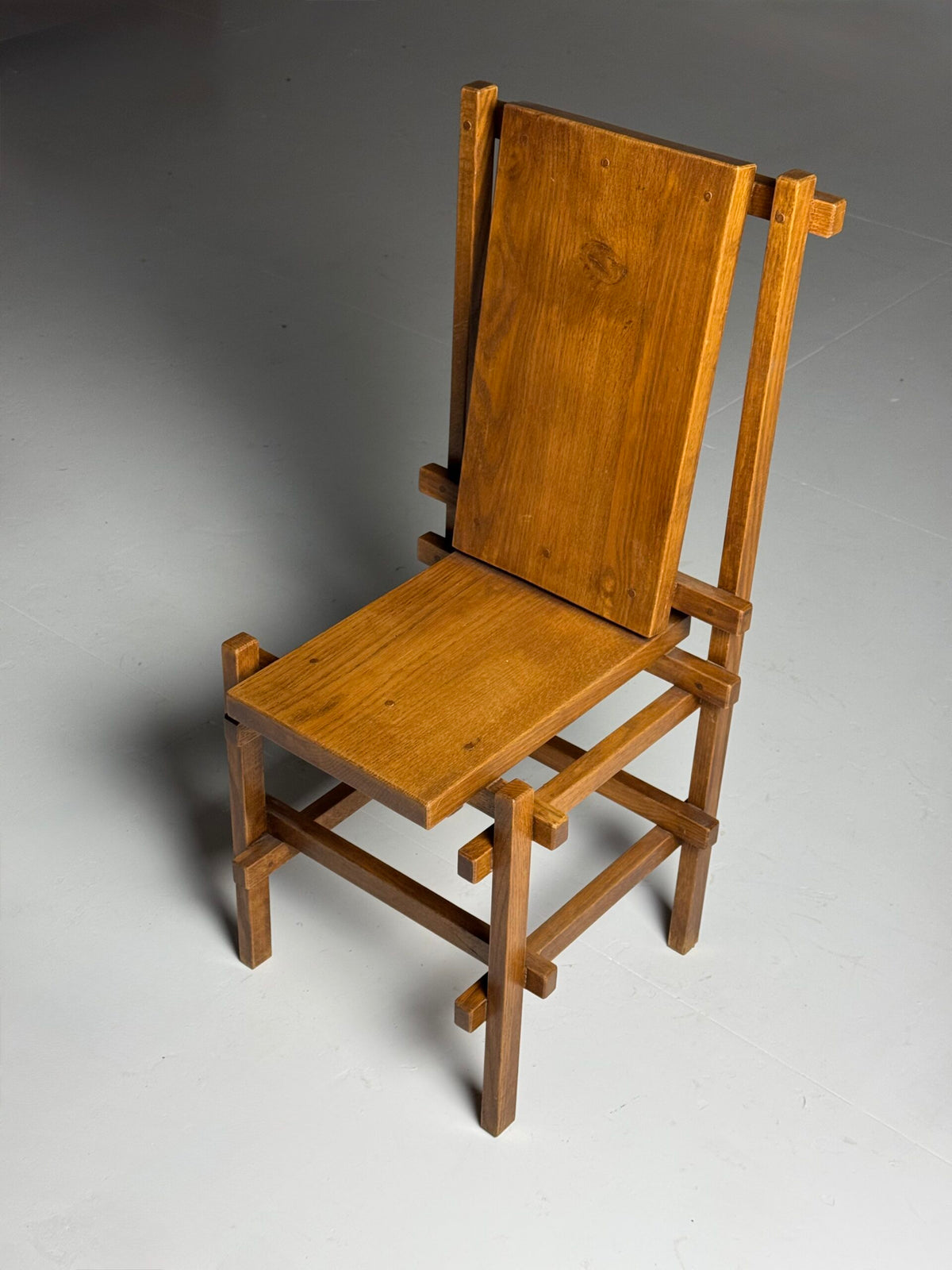 Set of Four Gerrit Rietveld Style Oak Dining Chairs, 1970s, photo 21
