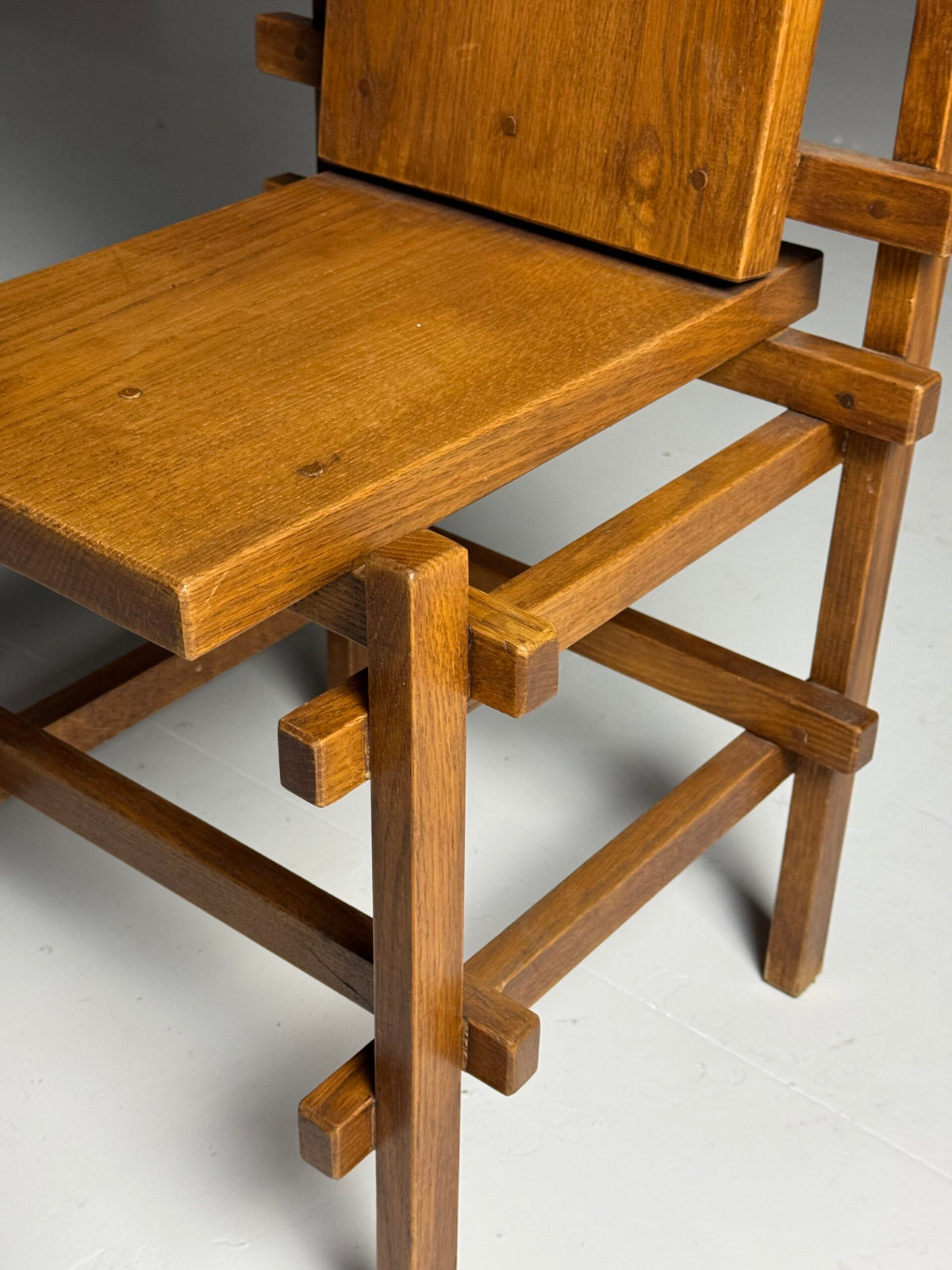 Set of Four Gerrit Rietveld Style Oak Dining Chairs, 1970s, photo 19
