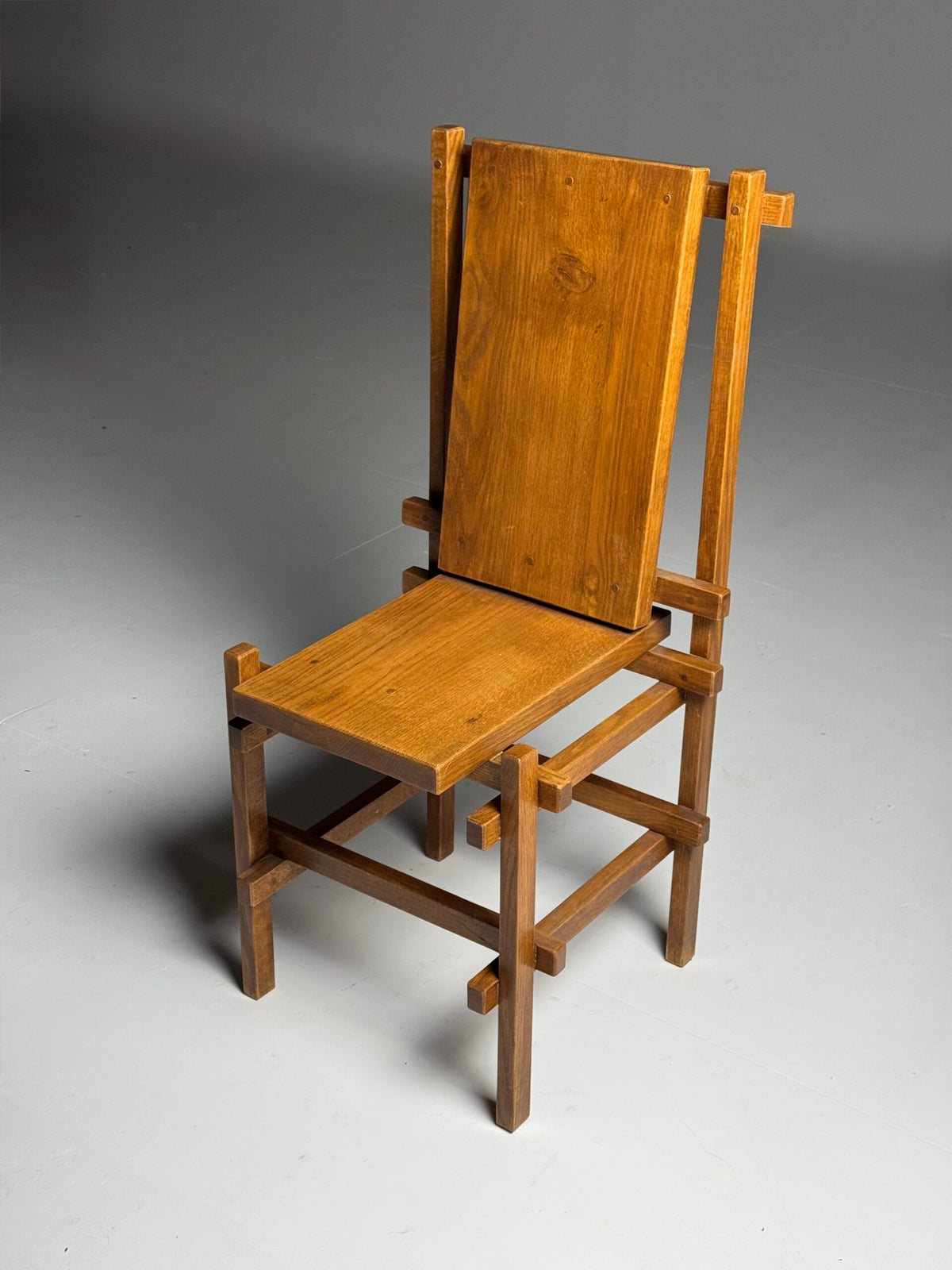 Set of Four Gerrit Rietveld Style Oak Dining Chairs, 1970s, photo 1