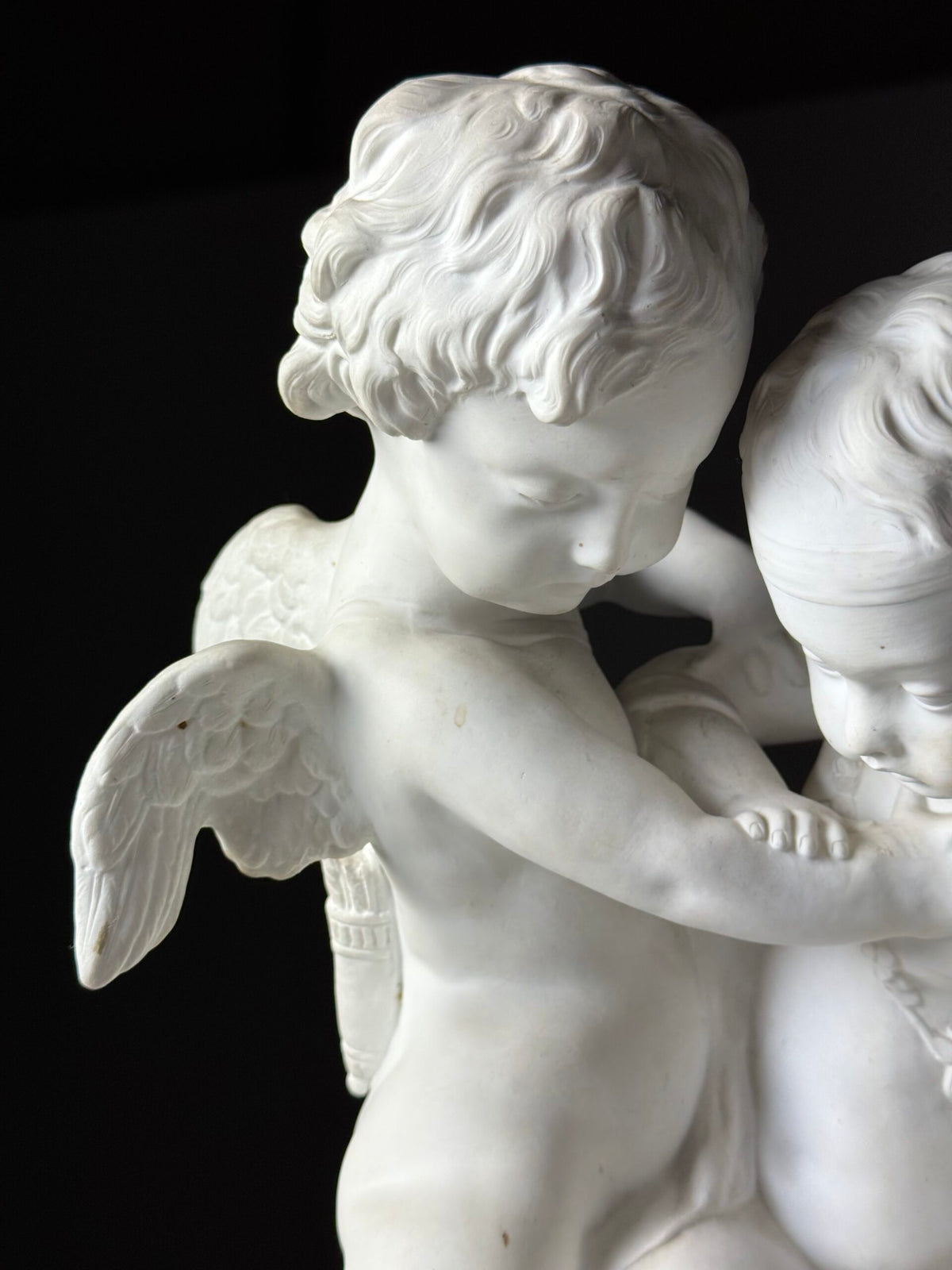 Biscuit Porcelain Sculpture of Two Putti After Falconet, c. 1920, photo 5