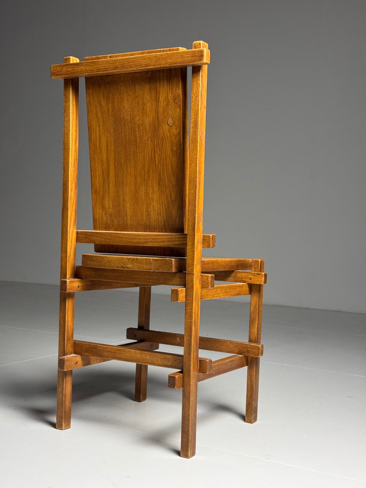 Set of Four Gerrit Rietveld Style Oak Dining Chairs, 1970s, photo 11