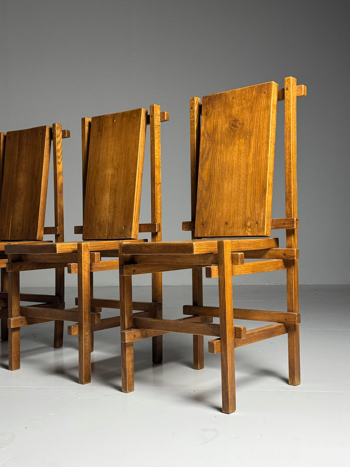 Set of Four Gerrit Rietveld Style Oak Dining Chairs, 1970s, photo 10