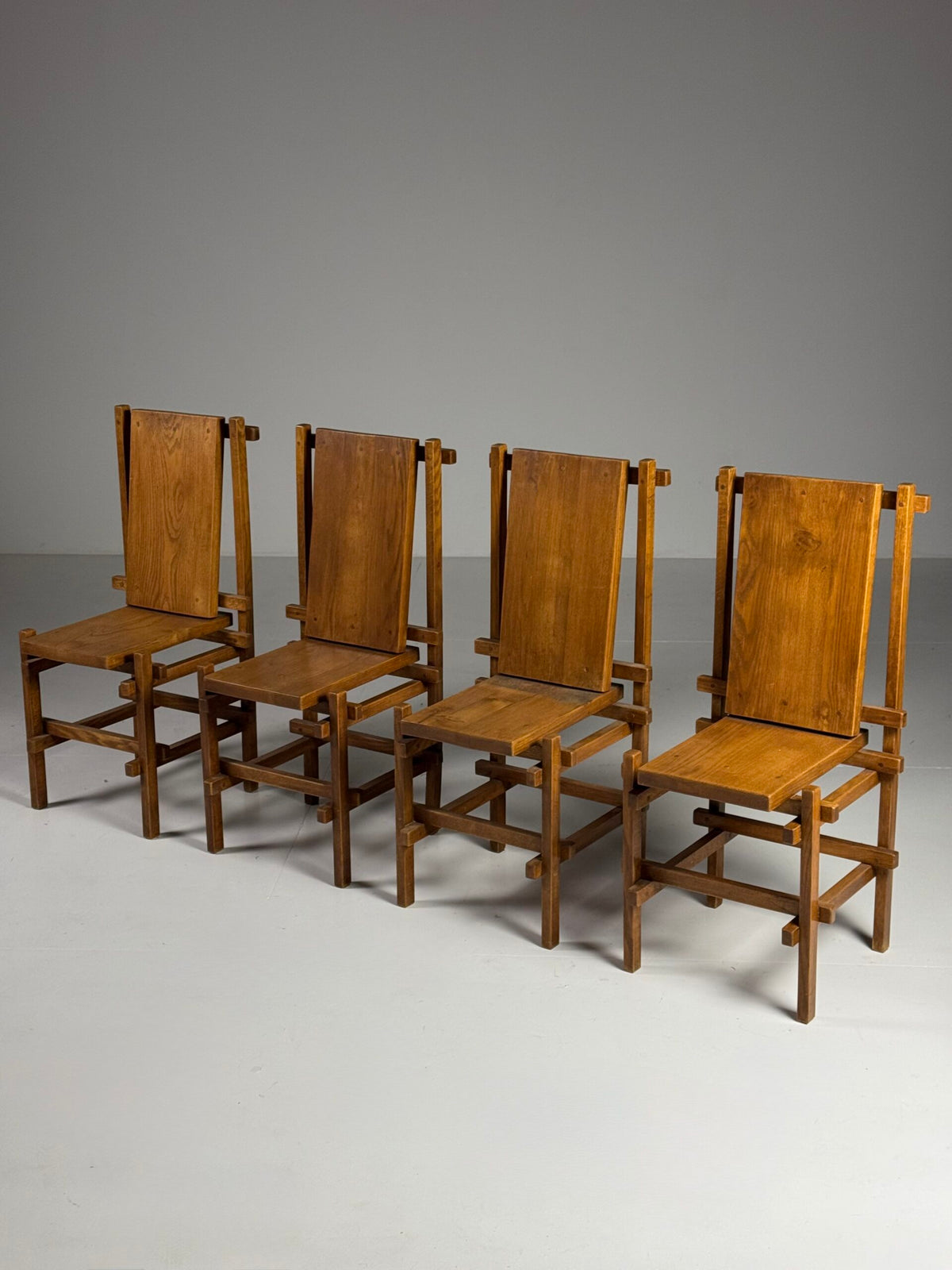 Set of Four Gerrit Rietveld Style Oak Dining Chairs, 1970s, photo 3