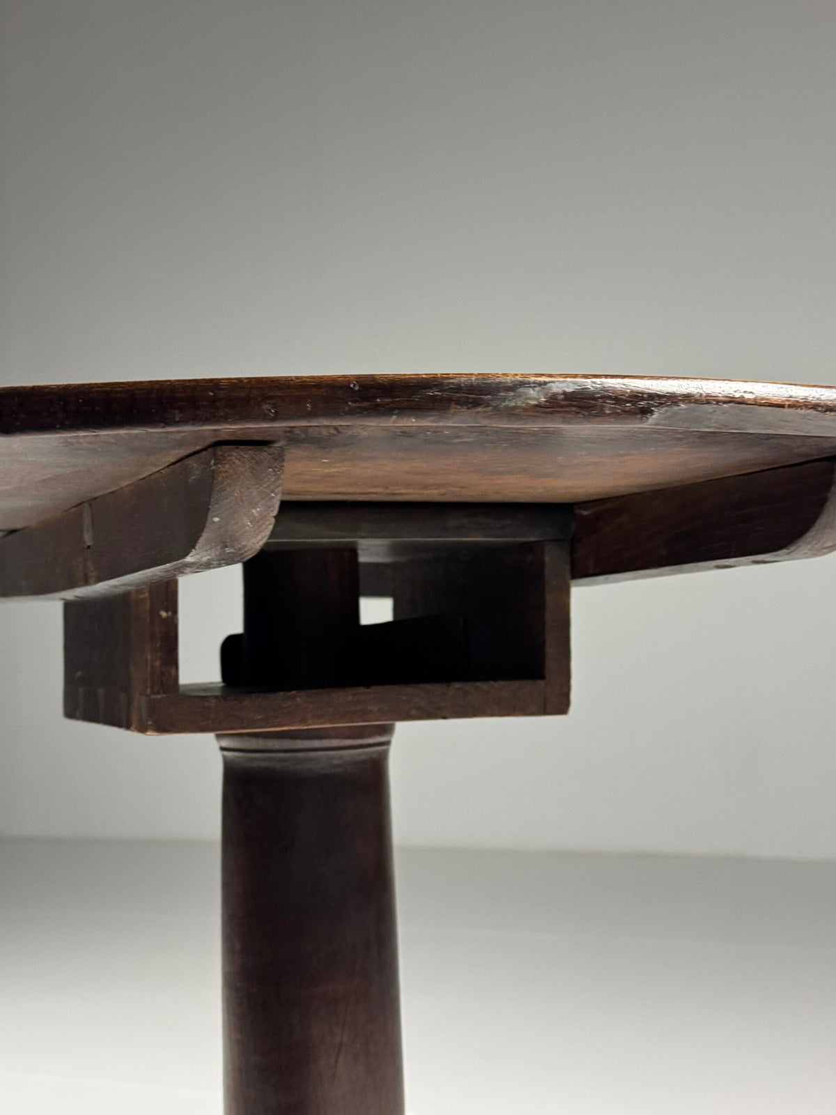 English Solid Oak Tilt Top Table, 19th Century, photo 11
