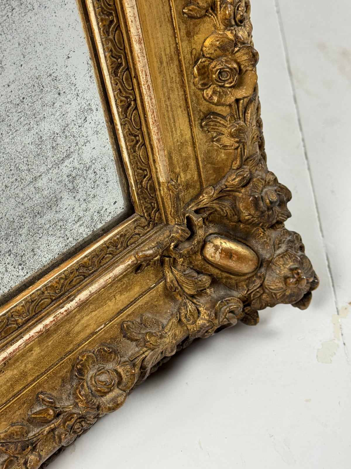French Gilt Mirror with Weathered Glass, 19th Century, photo 9