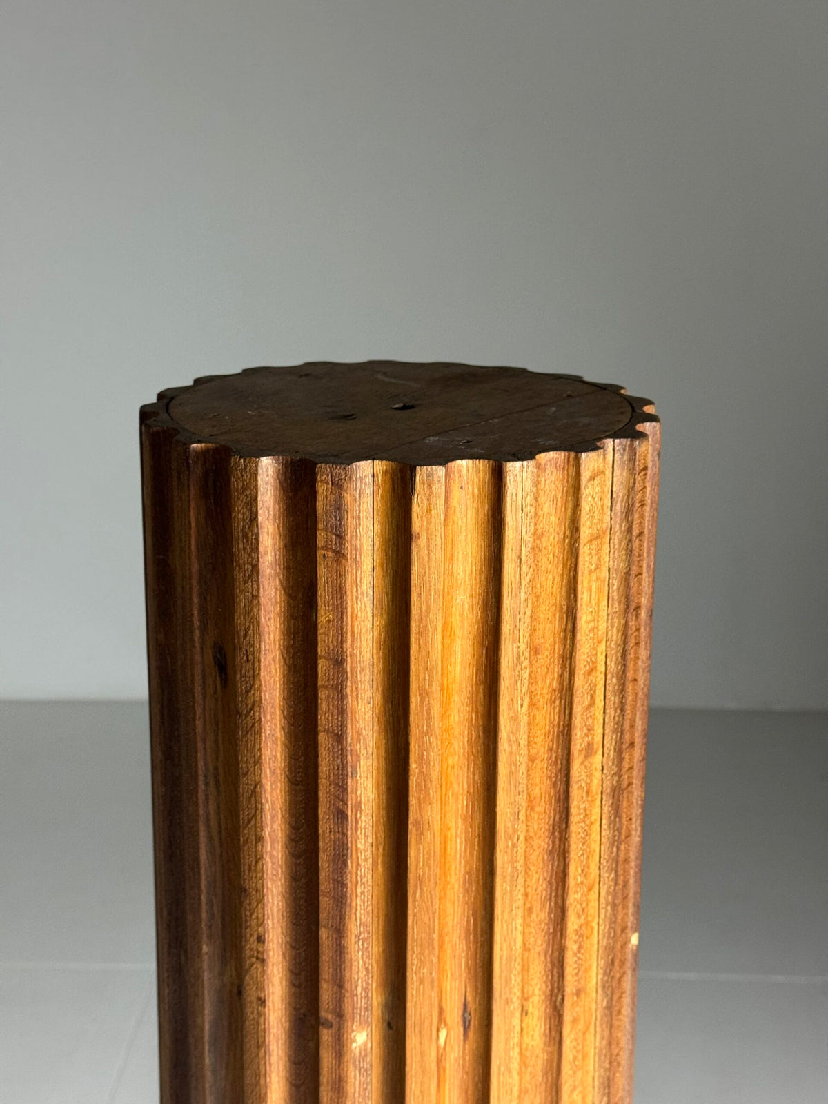 French Solid Oak Column Pedestal, Mid 20th Century, photo 14